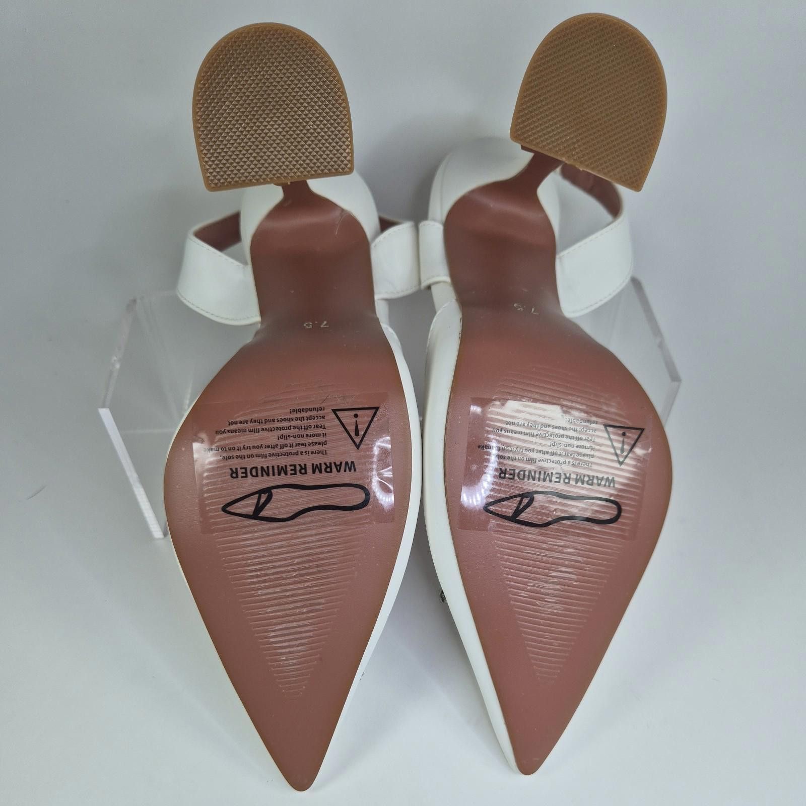 Other MICXKLZO Heel Women's Sz 7.5 White Party Slingback Shoes NIB Size US 7.5 / IT 37.5 - 7 Thumbnail