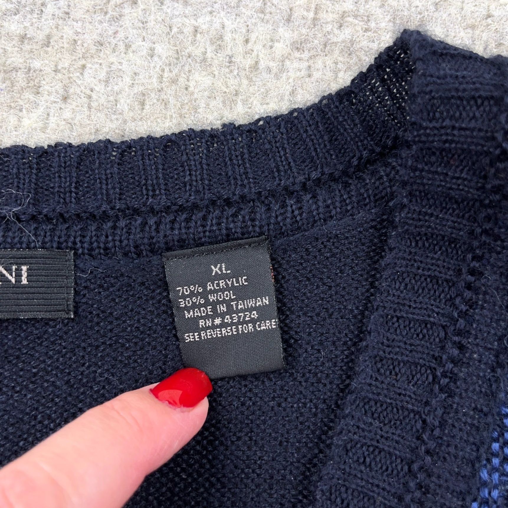 Vintage VINTAGE Cellinni Cardigan Sweater Men XL Blue Wool Knit Striped 90s Classic Cardigan Mens XL Blue Knit-Top Sweater Size US XL / EU 56 / 4 - 5 Thumbnail