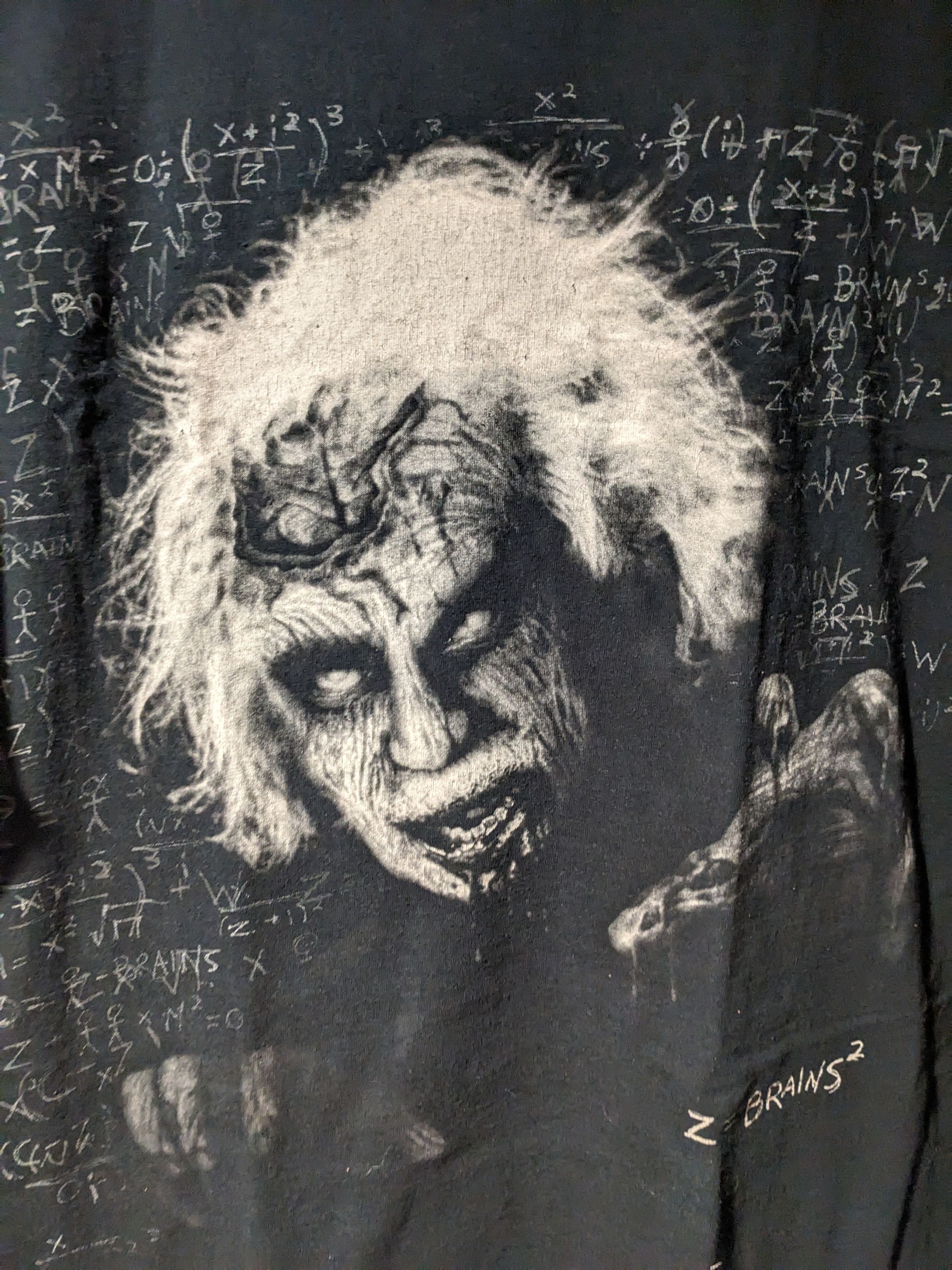 Gildan Vintage Y2K Zombie Einstein Z = Brains Black X-Large T-Shirt Size US XL / EU 56 / 4 - 2 Thumbnail