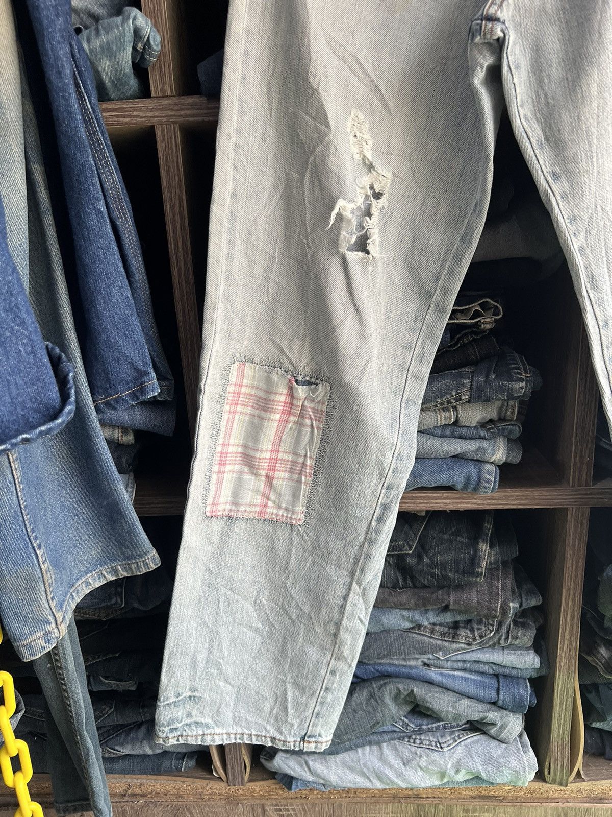 Japanese Brand 🔥Cantwo Patchwork Distressed Denim Size US 31 - 5 Thumbnail