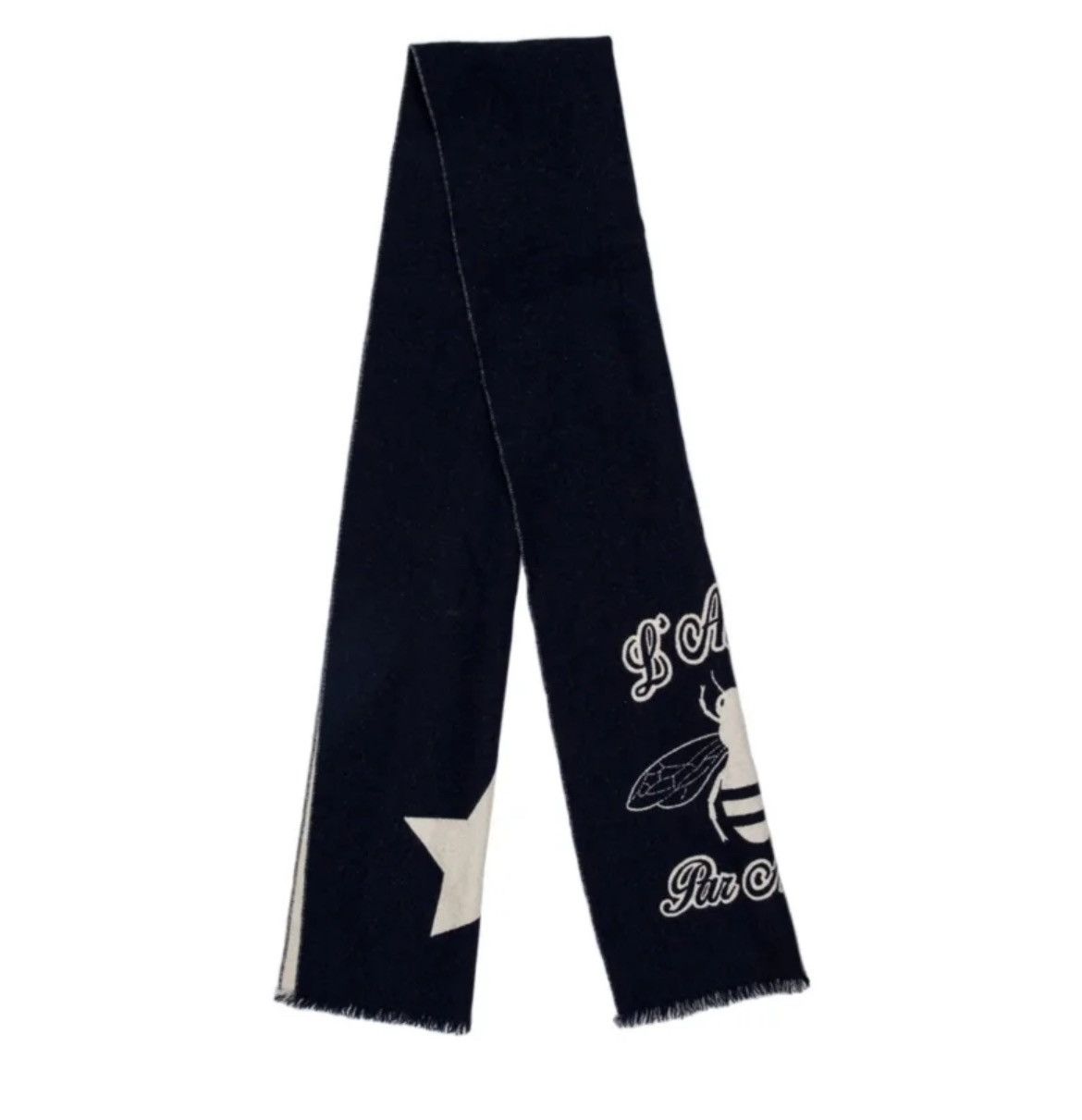 Gucci Authentic Gucci Wool L’ Aveugle Navy Star / Bee Scarf Size ONE SIZE - 8 Thumbnail