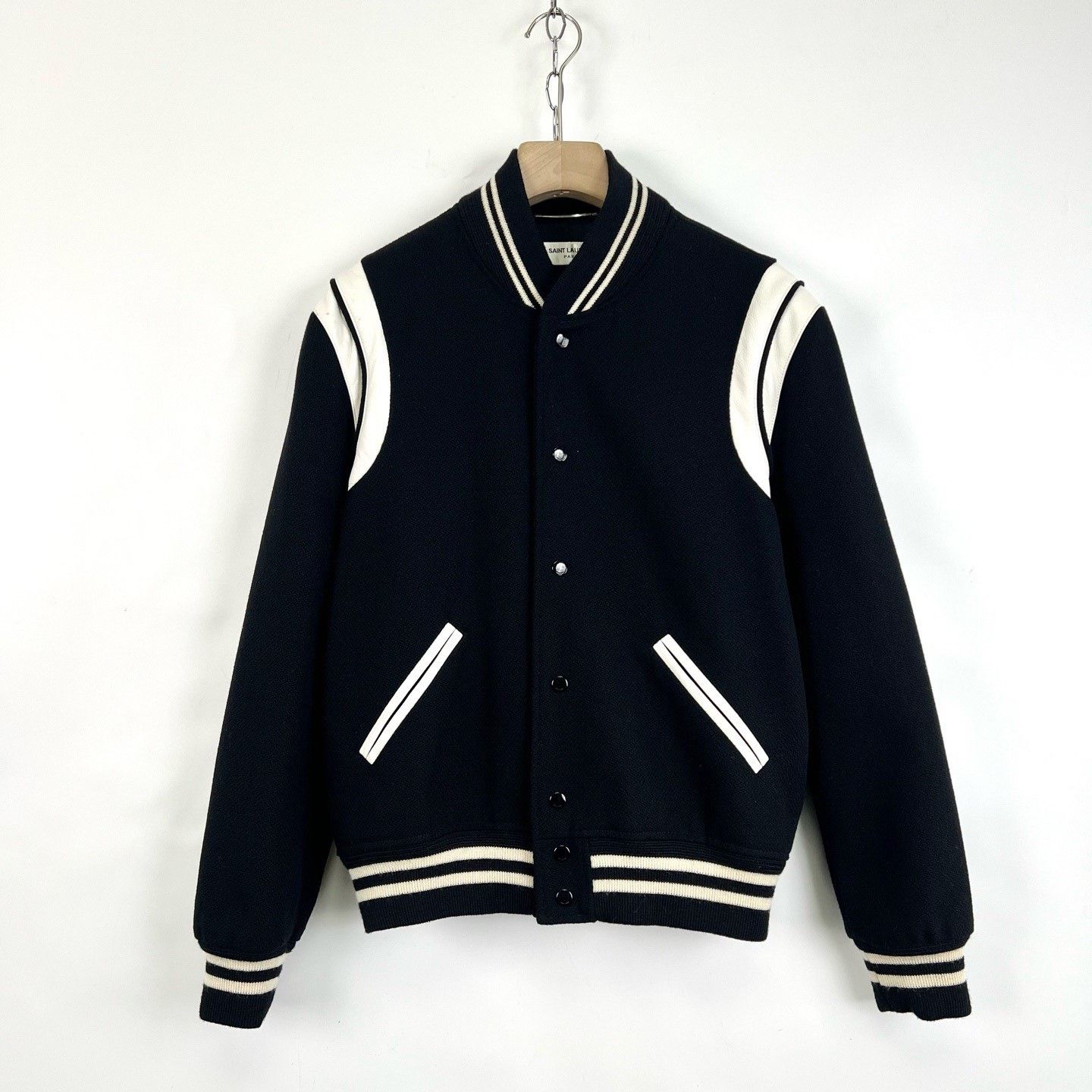 Saint Laurent Paris Saint Laurent Black Striped Leather Patchwork Jacket Size US L / EU 52-54 / 3 - 1 Thumbnail