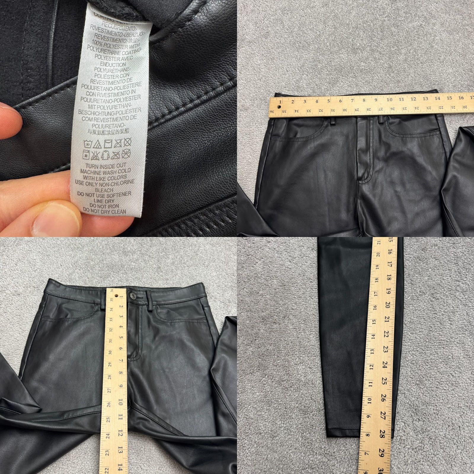 Free People Free People Pants Skinny Black Womens 29 Classic High Rise Flat Front Button Zip Stretch Leather Look Vegan Faux Leather Size 29" - 8 Thumbnail