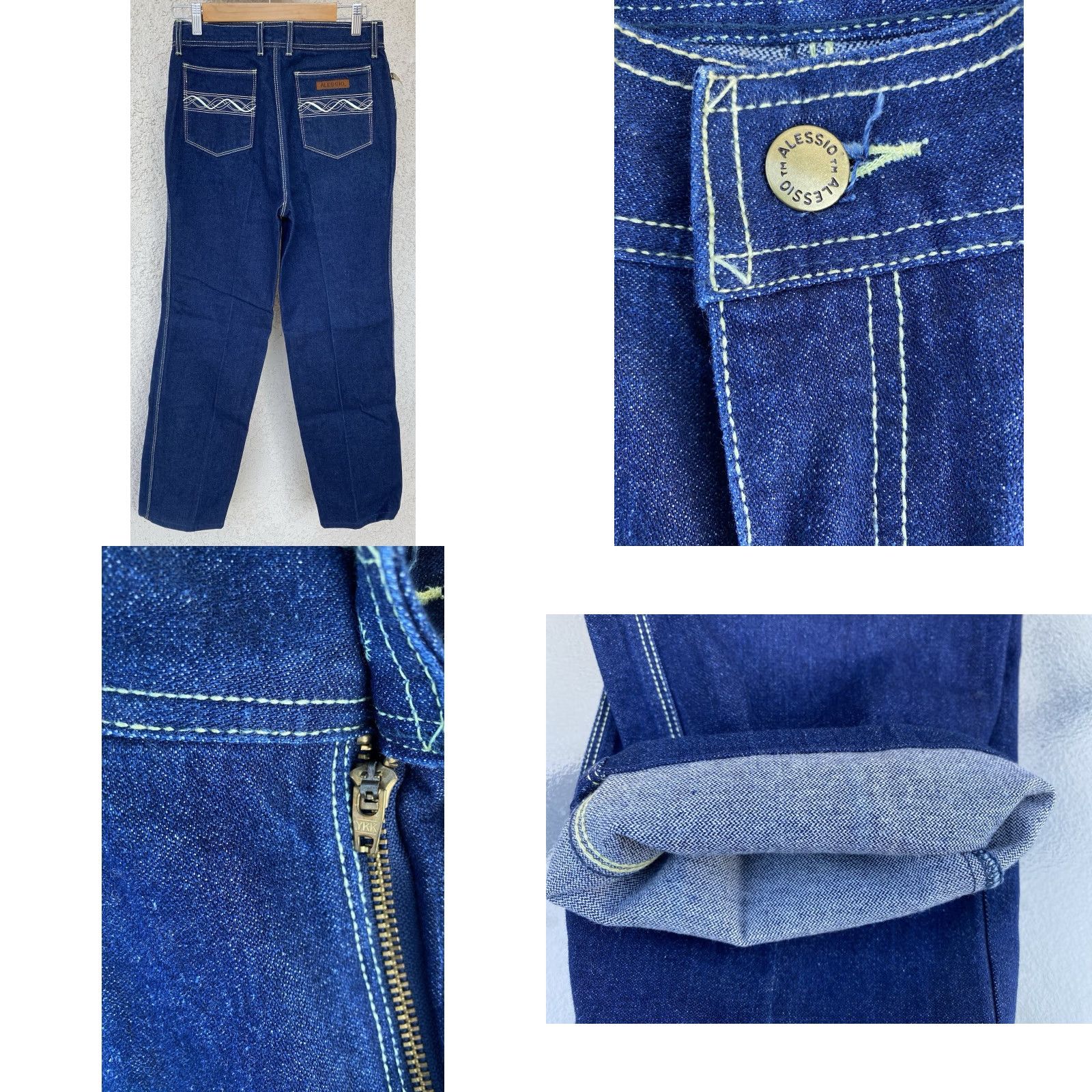 Vintage Vtg Alessio Jeans Womens 5-Pocket Denim Embroidered Western 100% Cotton 29 Inseam 29.5 Rise High Waist 31" 70s 80s Dated Deadstock Jeans Size 29" - 8 Thumbnail