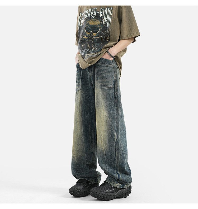 Japanese Brand × Jean High street lightning pattern men's loose wide-leg jeans Size US 32 / EU 48 - 5 Thumbnail