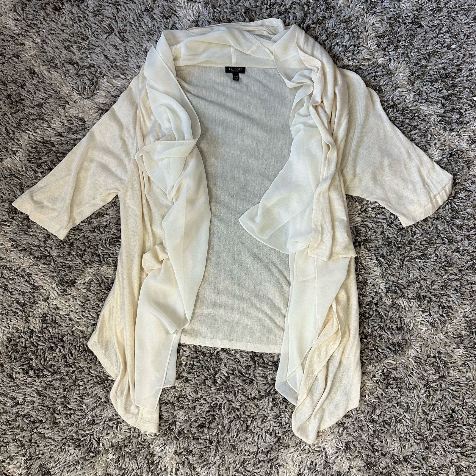 Other Talbots Ivory Chiffon Layered Open Cardigan Sweater S M Size M / US 6-8 / IT 42-44 - 2 Thumbnail