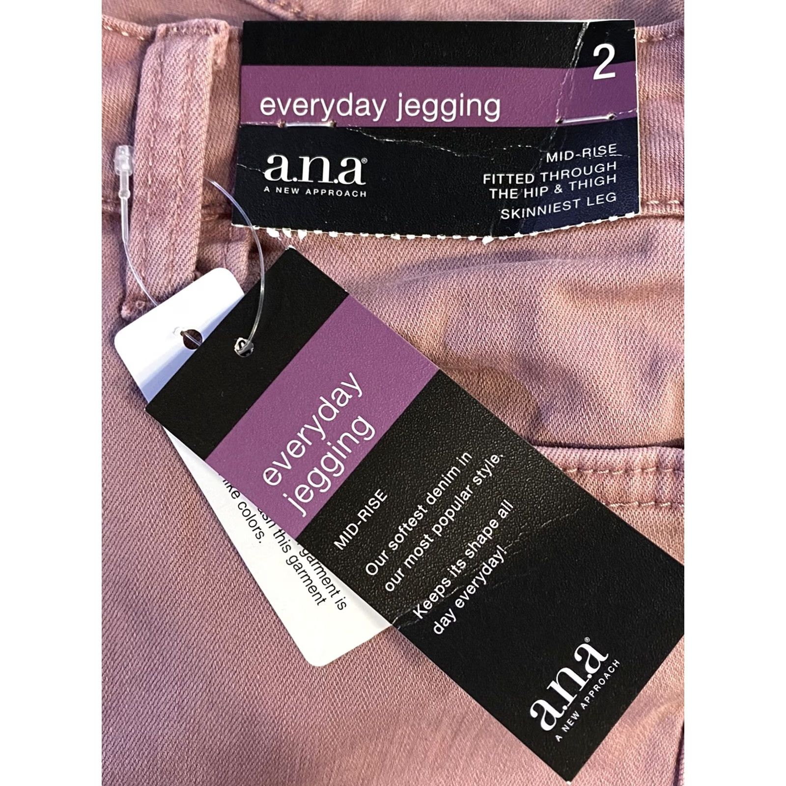 Vintage a.n.a Everyday Jegging Midrise Pink Stretch Denim Soft size 2 Jeans Women's Regular Stretch Pink Jegging 2 Size 42" / US 20 - 5 Thumbnail