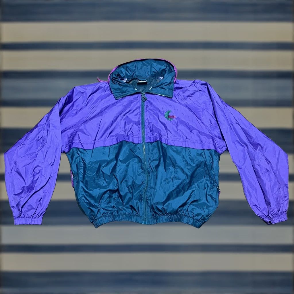 Dunbrooke VINTAGE Dunbrooke Windbreaker Jacket Womens 90s Purple Green Nylon Zip Full Zip Lightweight Mid-Length Long Sleeve Regular Size S/M Size S / US 4 / IT 40 - 1 Thumbnail