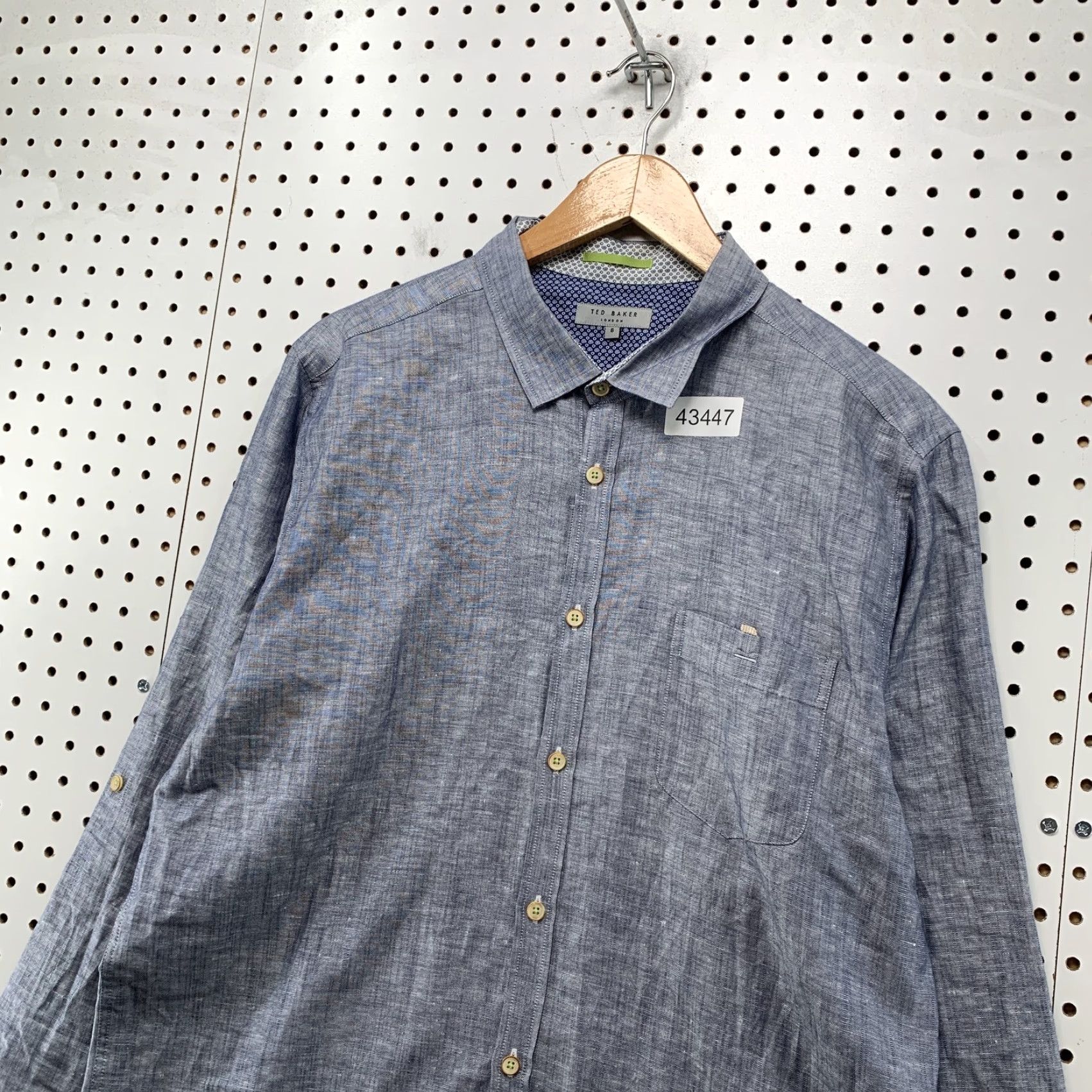 Ted Baker Ted Baker London Linen Button-Up Shirt Mens Size 6 Blue Long Sleeve Casual Shirt 6 Mens London Size US S / EU 44-46 / 1 - 2 Thumbnail