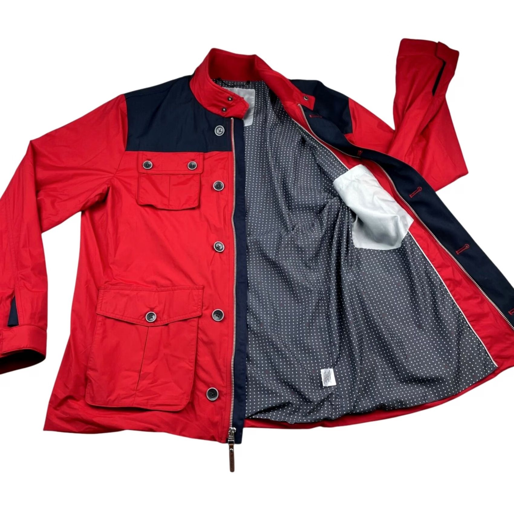 UNTUCKit UNTUCKit Men's Medium Red/Navy Lanson Windbreaker Jacket Nylon Full Zip Button Size US M / EU 48-50 / 2 - 4 Thumbnail