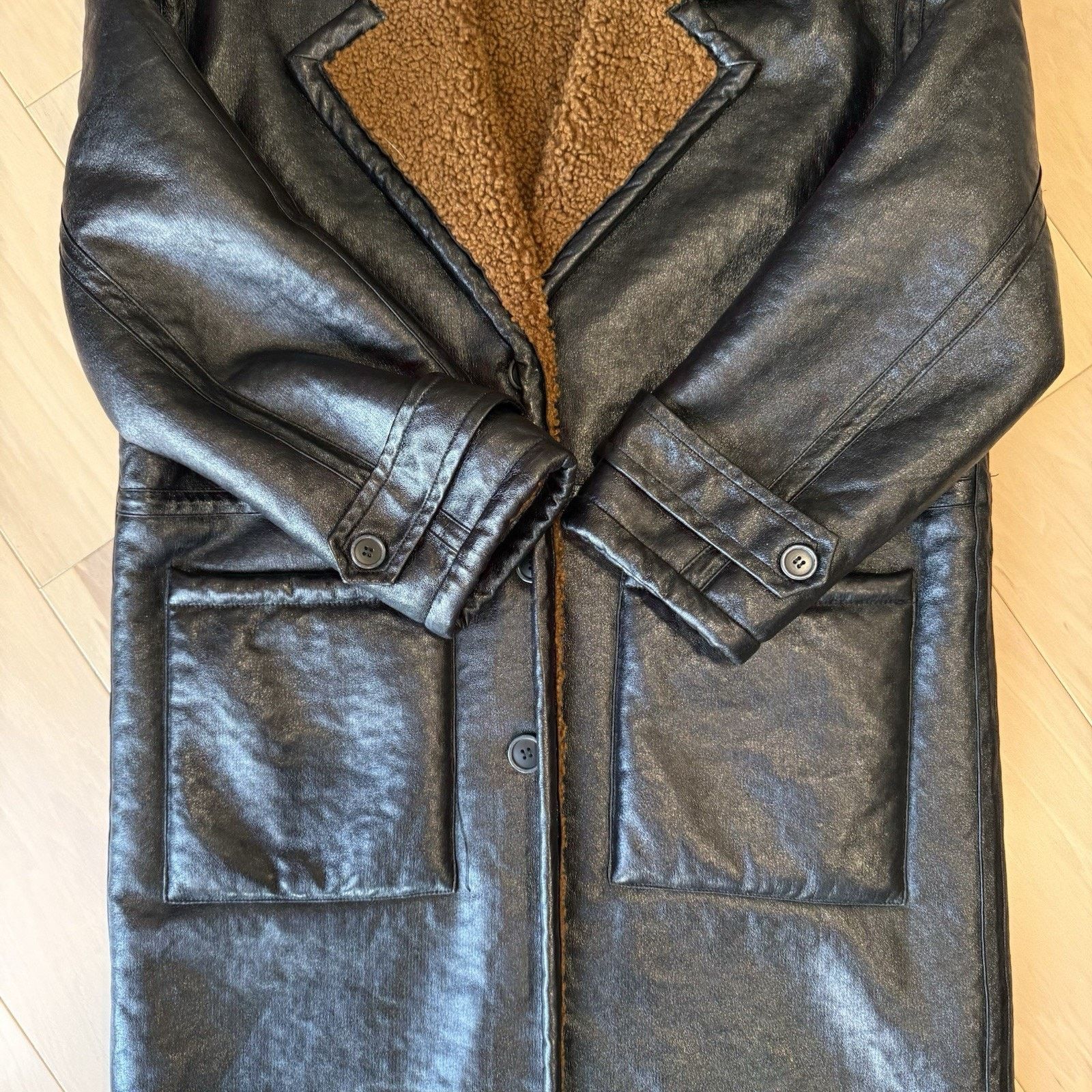 Free People Free People London Vegan Coat Women's Medium Black Long Size M / US 6-8 / IT 42-44 - 5 Thumbnail