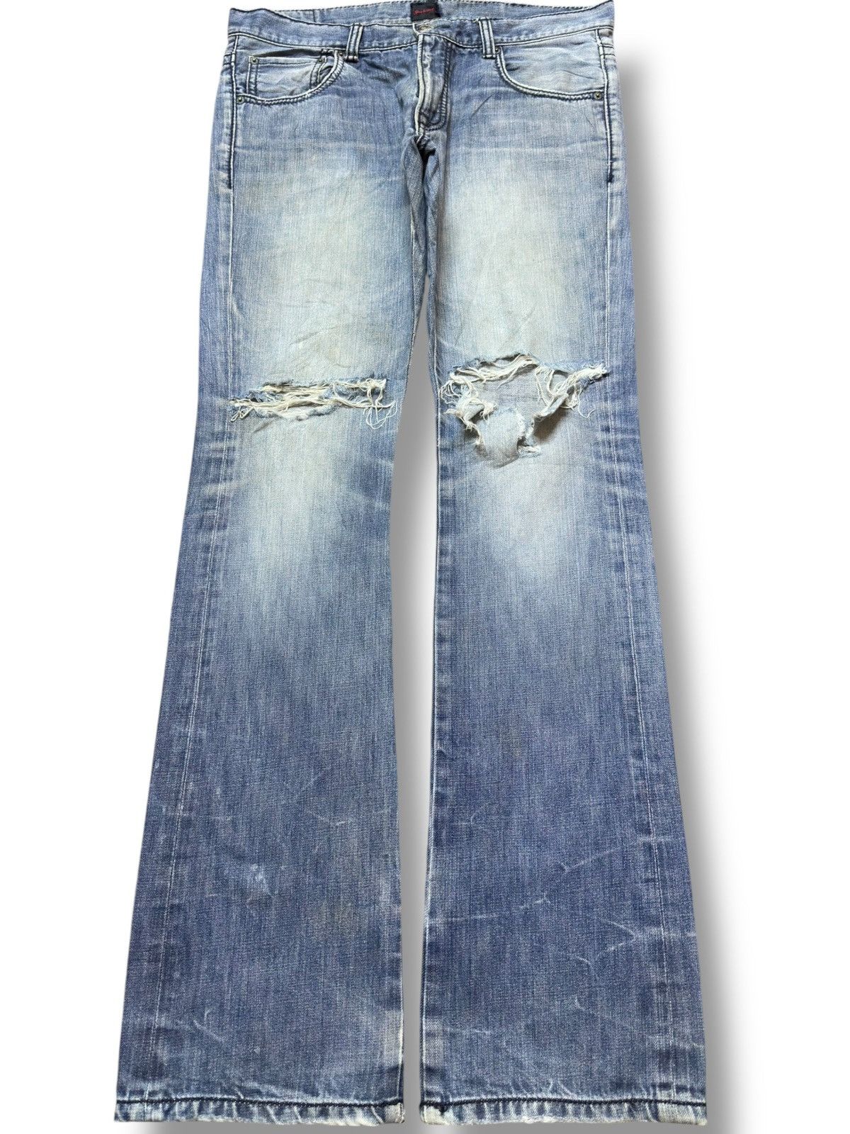 JACKROSE Vintage Jackrose Flare Faded Ripped Distressed Denim Size US 34 / EU 50 - 1 Thumbnail