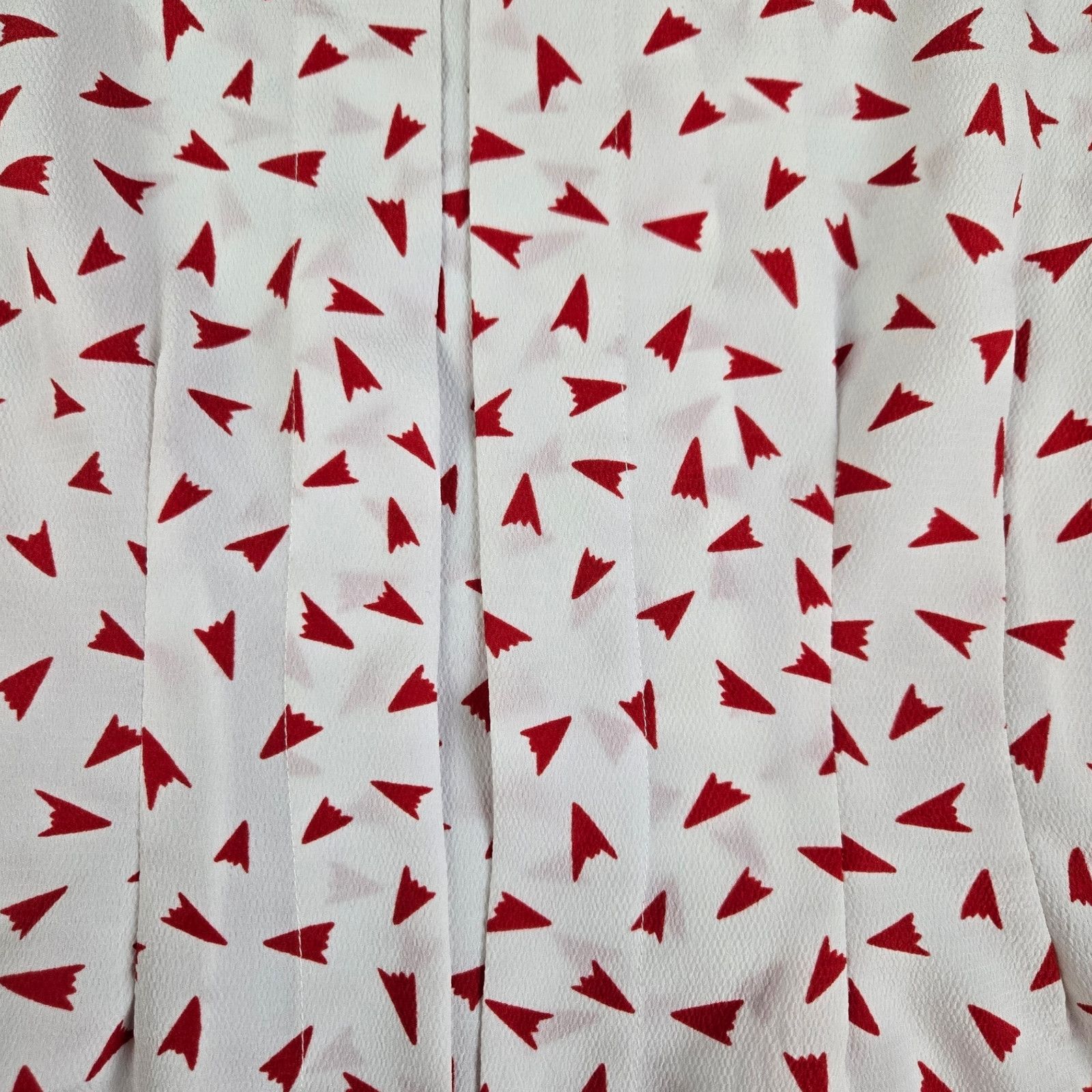 Vintage 80s White Red Geometric Blouse Size 14 Size XL / US 12-14 / IT 48-50 - 3 Thumbnail