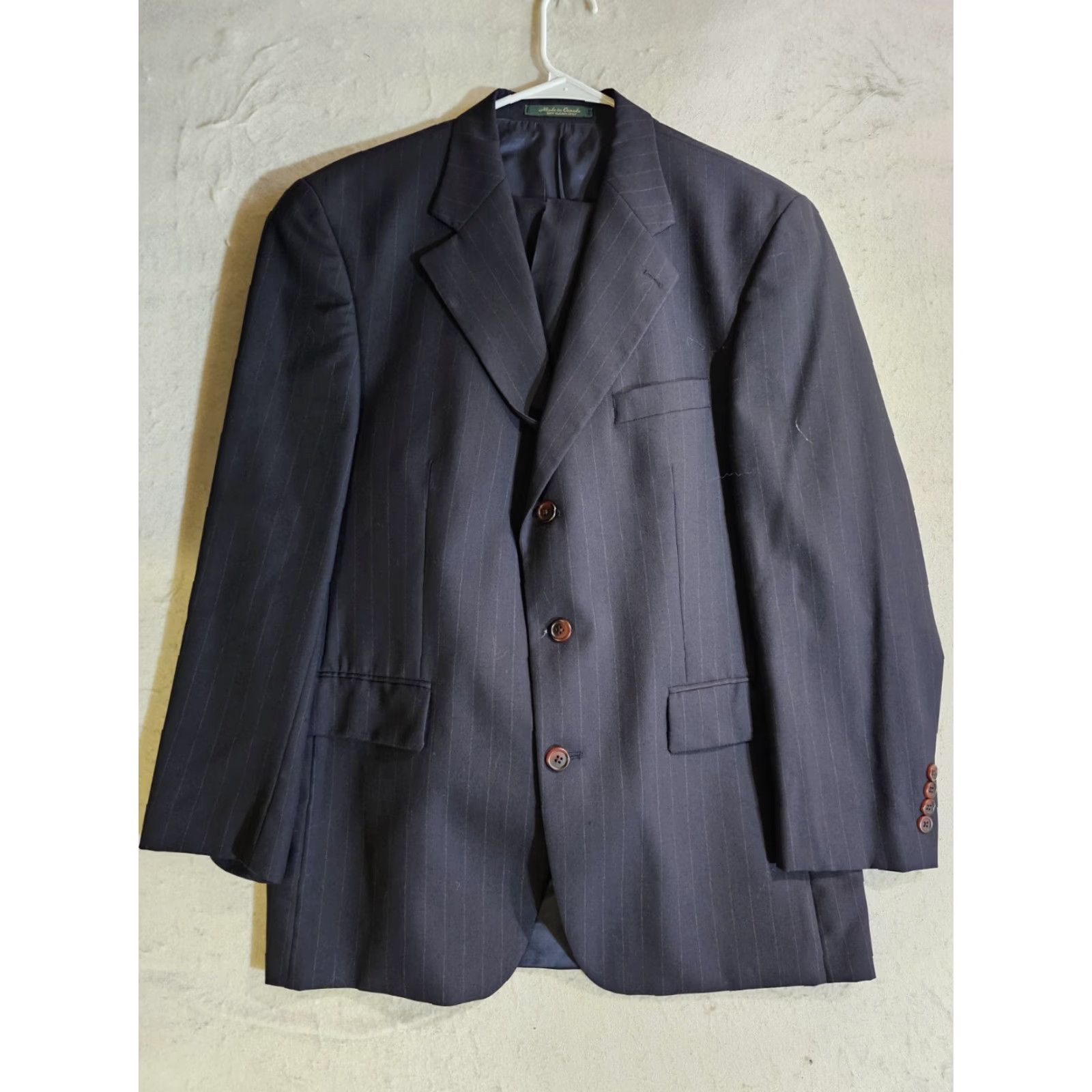 Chaps VINTAGE CHAPS By RALPH LAUREN 100% Wool Blue Pin Striped Suit Mens 42 Regular 34x30 Pants Size 42R - 3 Thumbnail