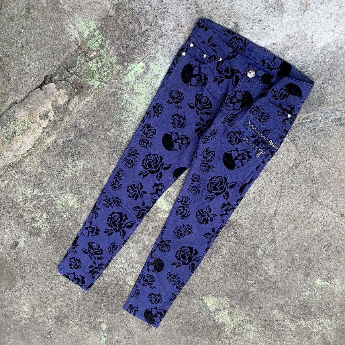 Japanese Brand Japanese pants towell skull art Size 29" - 3 Thumbnail