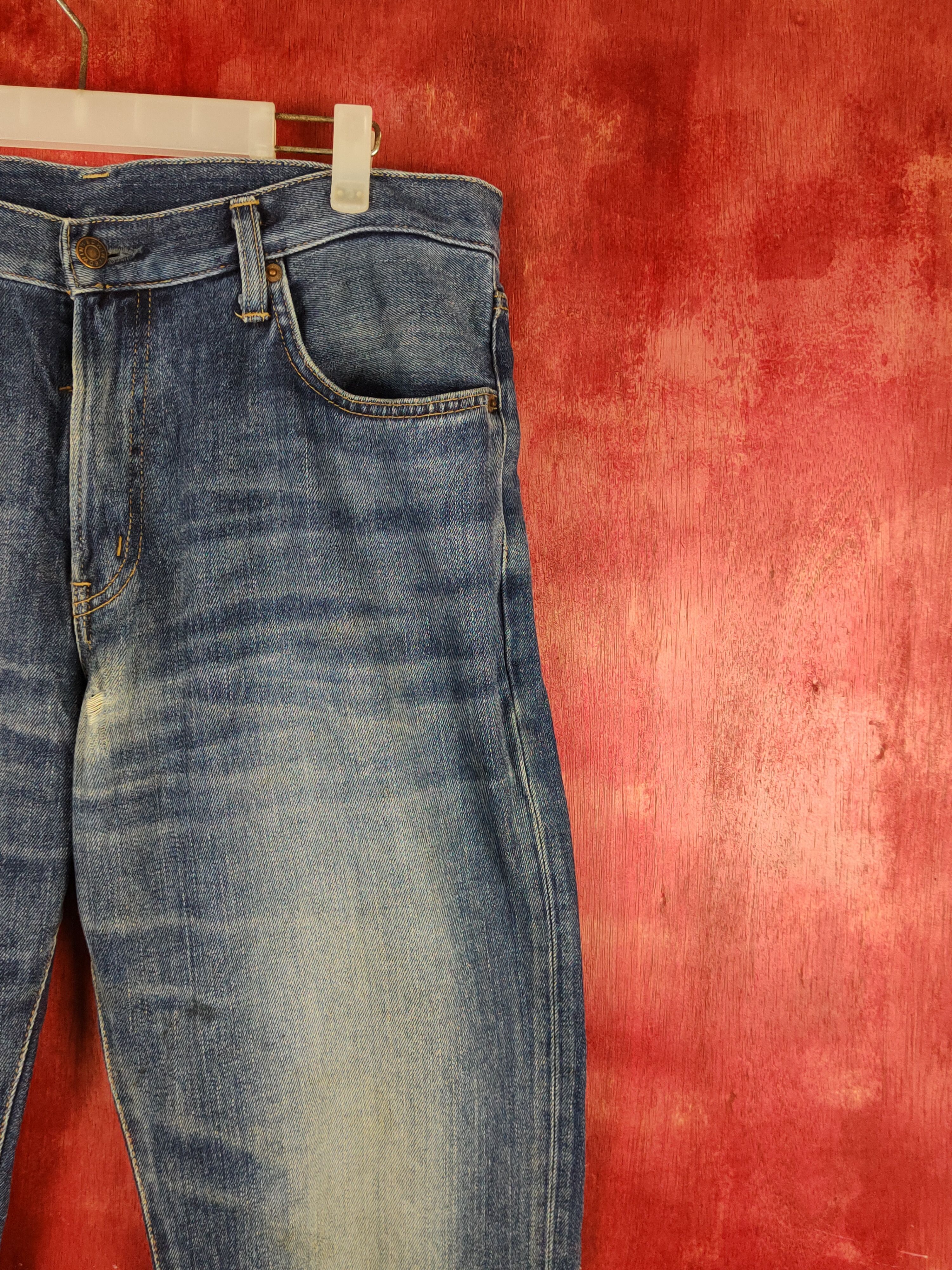Edwin Edwin Dark Blue Distressed Ripped Soft Jeans #S2206 Size US 33 - 6 Thumbnail