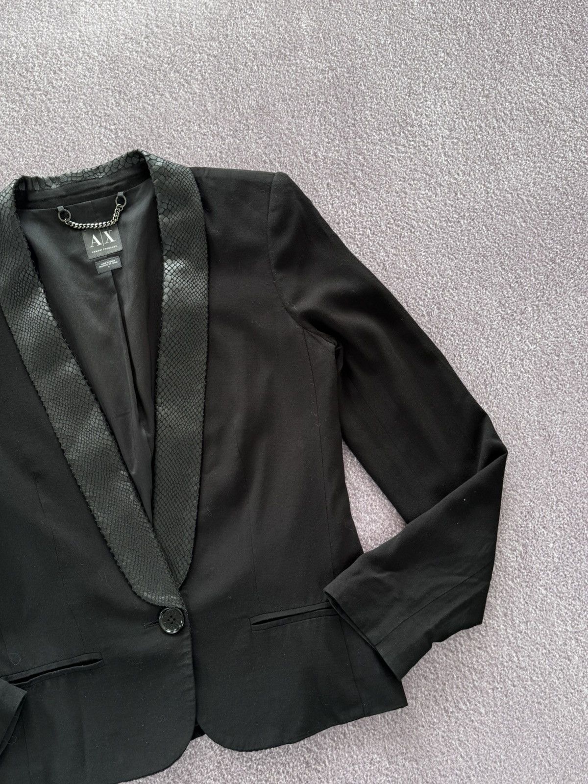 Armani Armani Vintage 00s Snake Skin Collar Designer Blazer Size M / US 6-8 / IT 42-44 - 5 Thumbnail