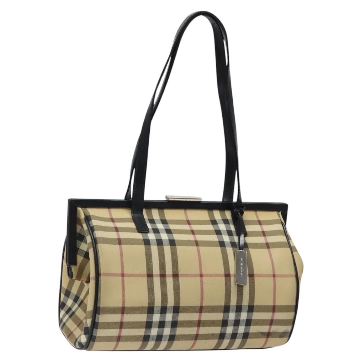 Burberry Nova Check Shoulder Bag Pvc Beige Auth Ba1737, Women's