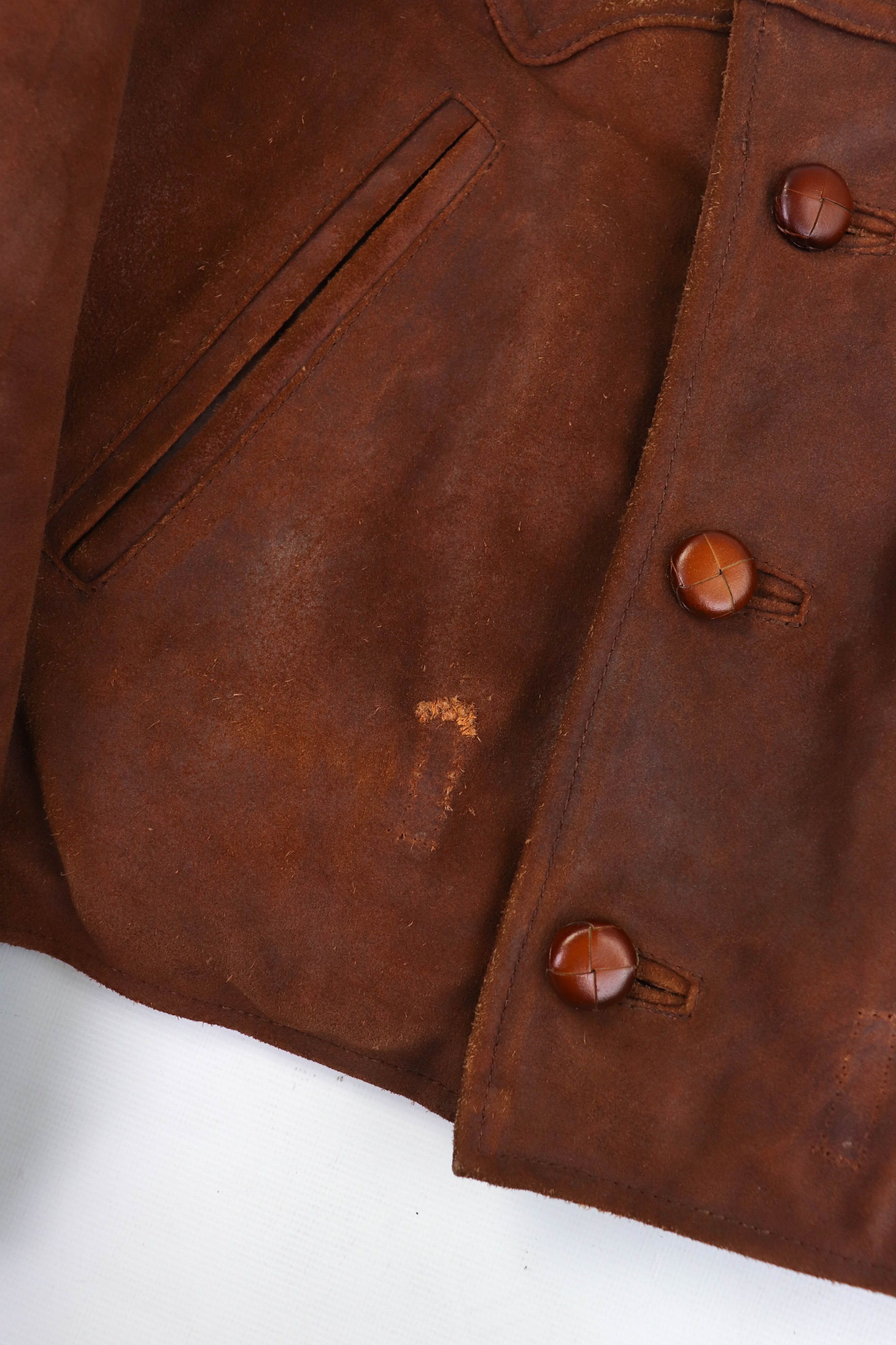 Vintage Vintage Tan Suede Leather Western Double Breast Crop Jacket Size US L / EU 52-54 / 3 - 12 Thumbnail