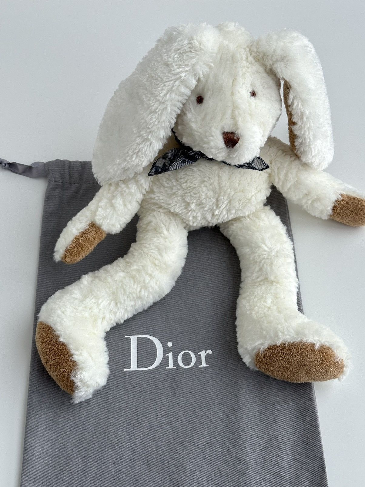 Christian Dior Monsieur × Dior × Vintage Dior 2001 Bunny Rabbit White Toy with Monogram Scarf Size ONE SIZE - 4 Thumbnail