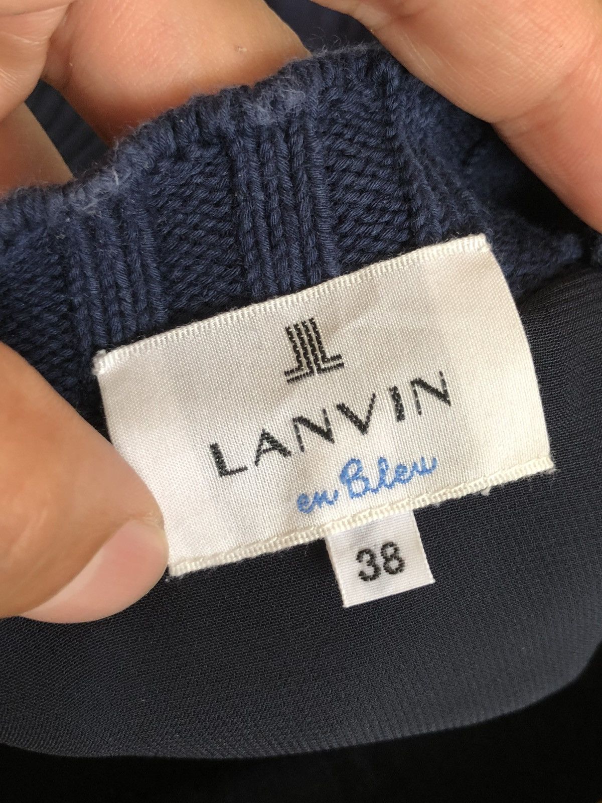 Lanvin EN BLEU GEO KNIT RUFFLE BACK BOXY SWEATER VEST Size S / US 4 / IT 40 - 7 Thumbnail