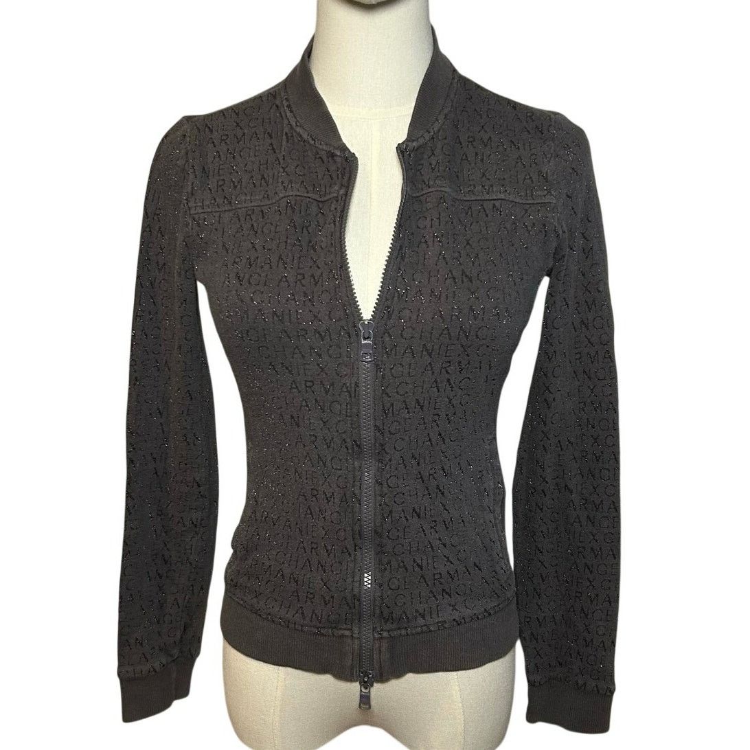Armani Exchange Armani Exchange Gray Zip Mock Neck Athletic Jacket Small Size S / US 4 / IT 40 - 1 Thumbnail