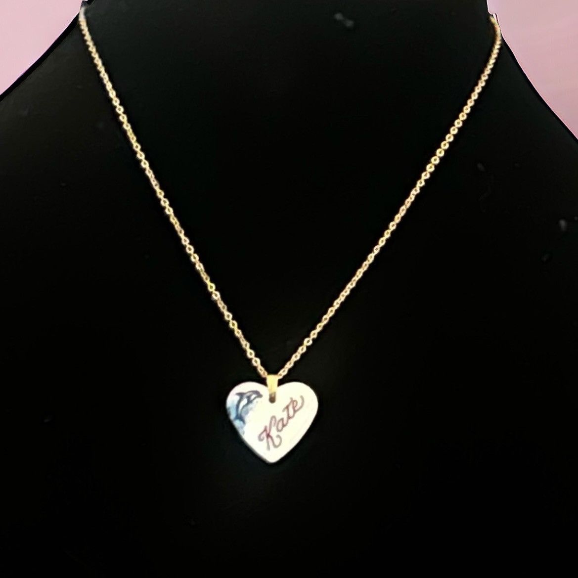 Vintage Vintage name Kate porcelain heart pendant necklace Size ONE SIZE - 1 Thumbnail
