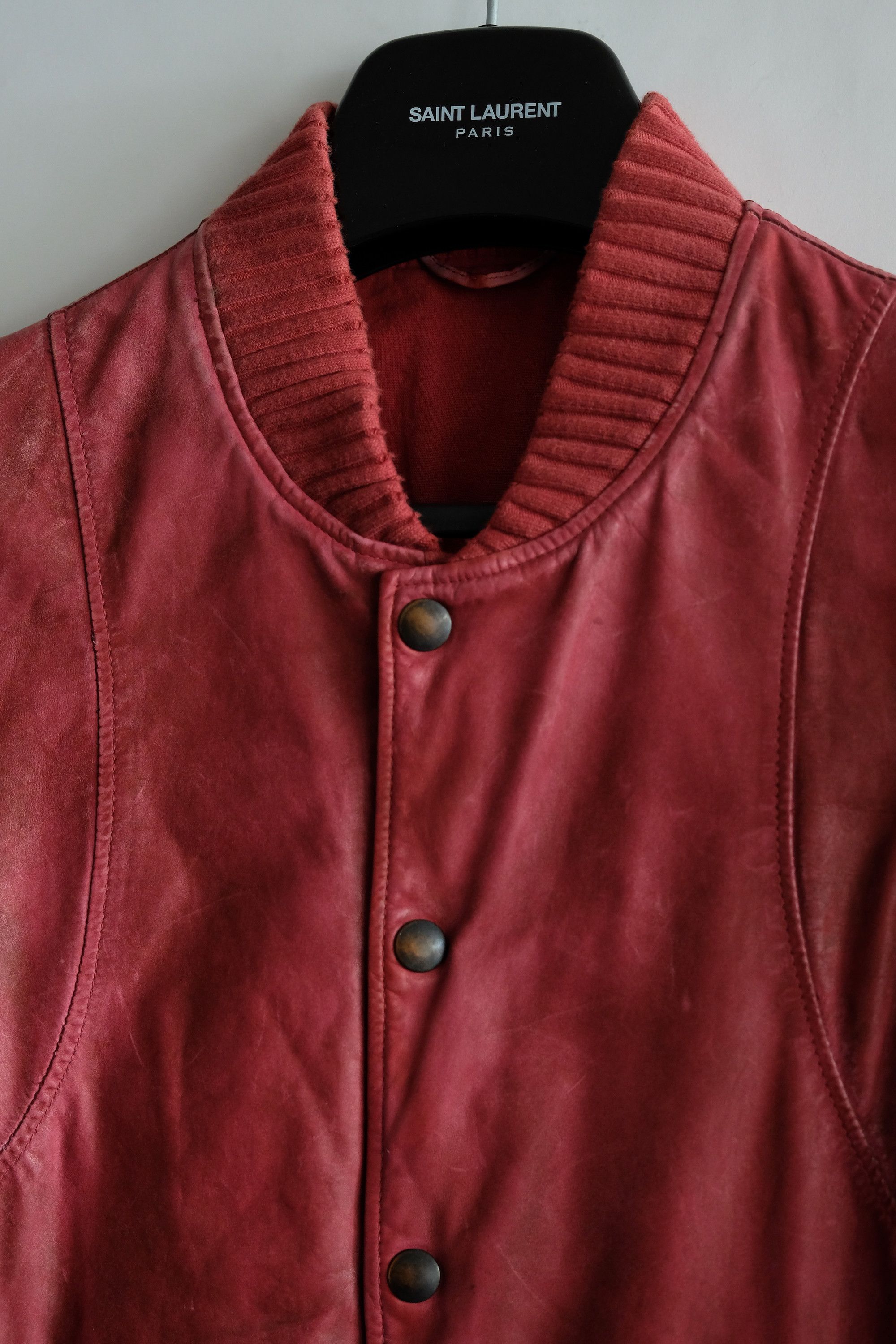 Balmain Balmain Red Leather Jacket Teddy Bomber Decarnin Balmain Balmain Red Leather Jacket Teddy Bomber Decarnin