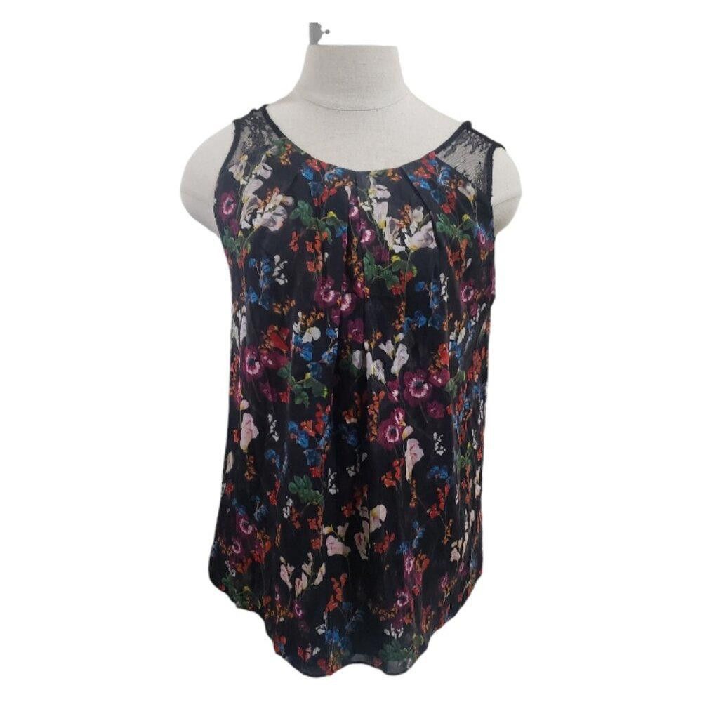 Designer CT1822 alice + olivia Black Floral Sleeveless Blouse S Size S / US 4 / IT 40 - 1 Thumbnail