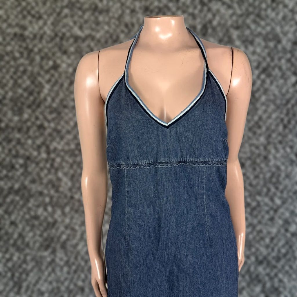 Old Navy Vintage Old Navy Denim Halter Dress 4 Mini Tie Y2K Jean Cotton Q3-13 Size 27" / US 4 / IT 40 - 1 Thumbnail