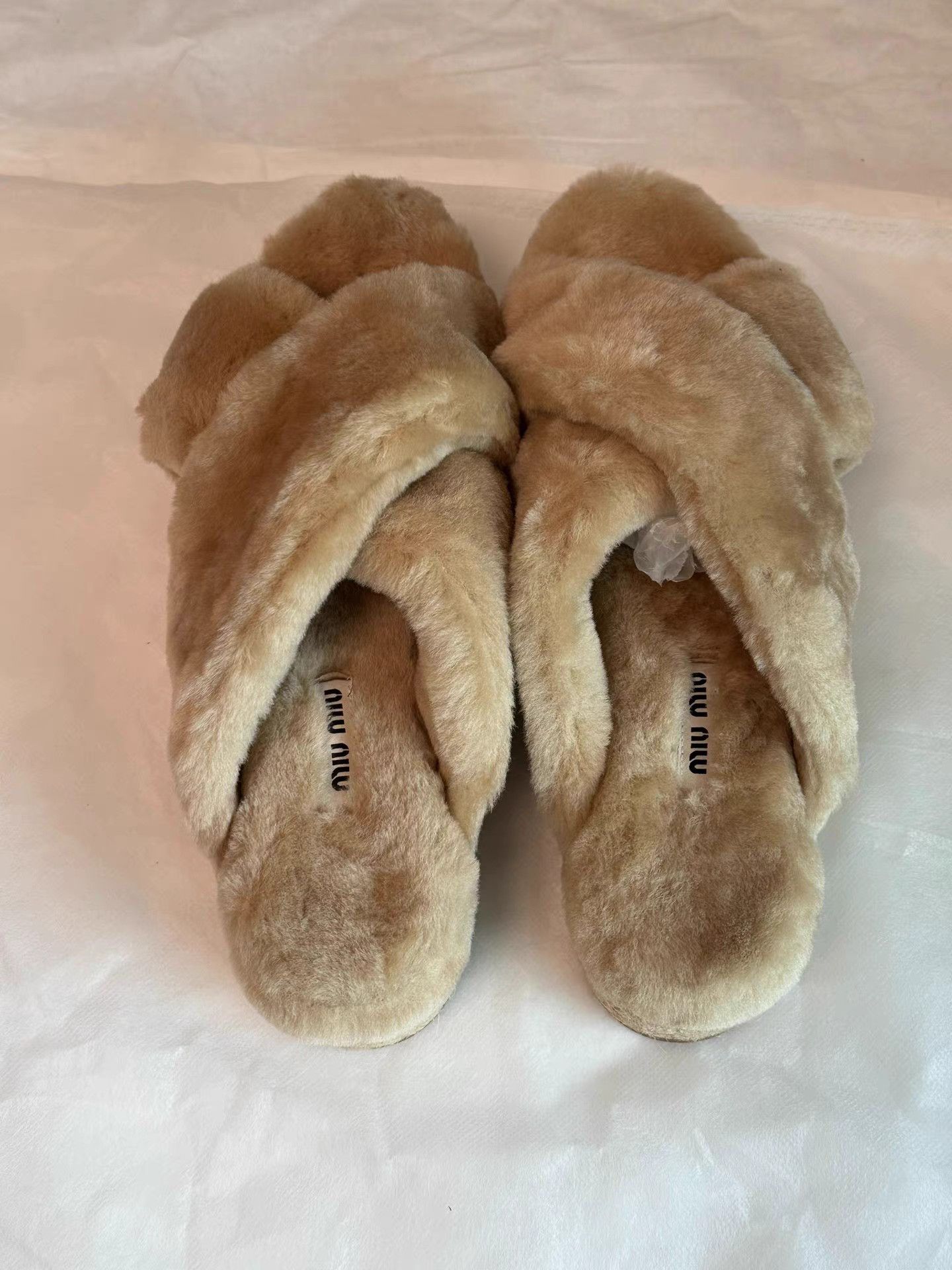 Miu Miu MiuMiu Shearling Fur Slides with Espadrille Platform K6 Size US 7.5 / IT 37.5 - 8 Thumbnail