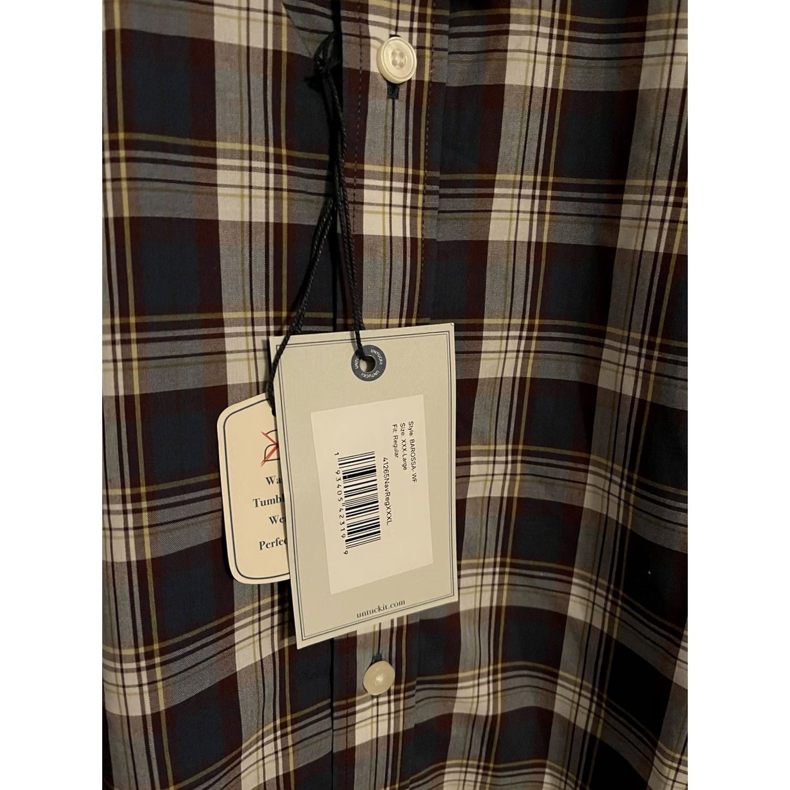 UNTUCKit UNTUCKit Barossa Multicolor Plaid L/S Button-Up Dress Shirt Mens 3XL Regular Knit 100% Cotton Size 48R - 3 Thumbnail