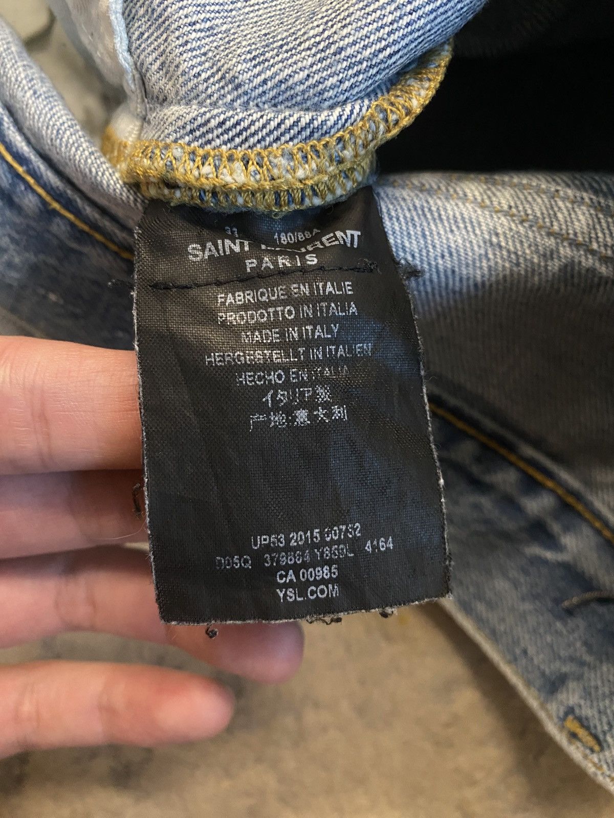 Saint Laurent Paris Saint Laurent AW15 Lightwash Knee Repaired Denim Size US 33 - 10 Thumbnail