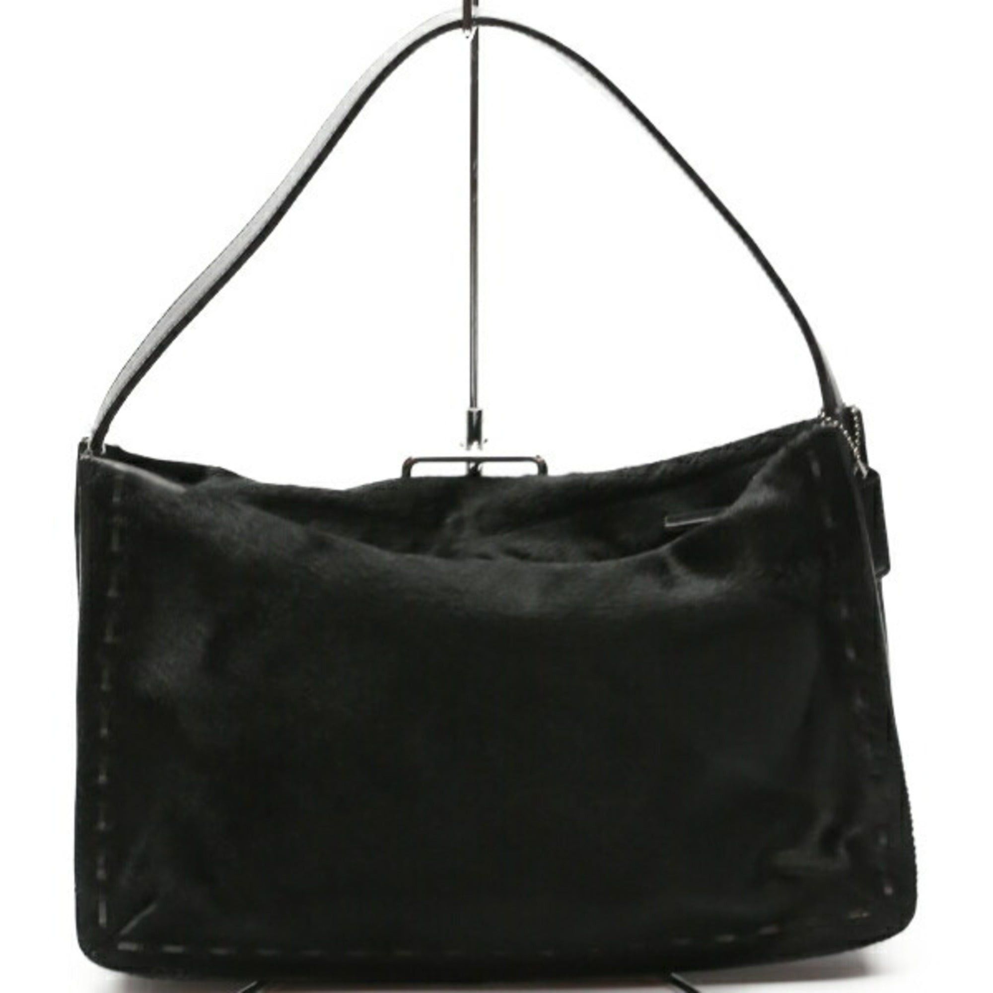 image of Coach Haraco One Shoulder Leather Handle 9469 Black Bag, Women's