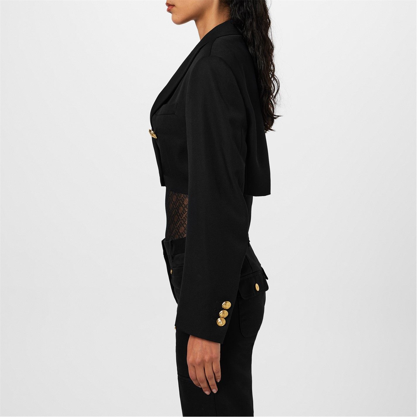 Palm Angels o1g2r1mq0325 Cropped Boyfriend Blazer in Black Size L / US 10 / IT 46 - 4 Thumbnail