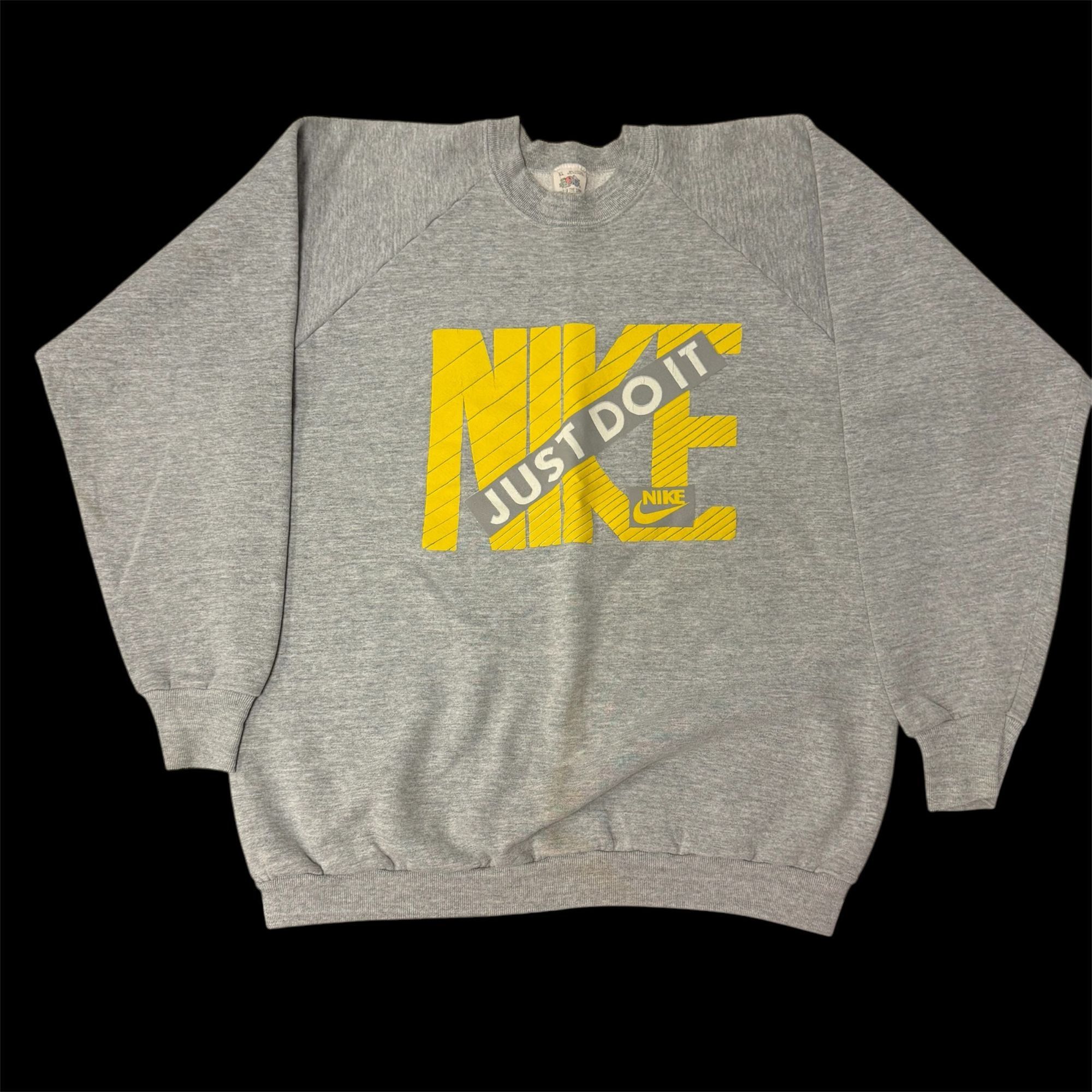 Fruit Of The Loom Vtg Heather Yellow NIKE Just Do It 50/50 RAGLAN Sweatshirt Size US XL / EU 56 / 4 - 1 Thumbnail