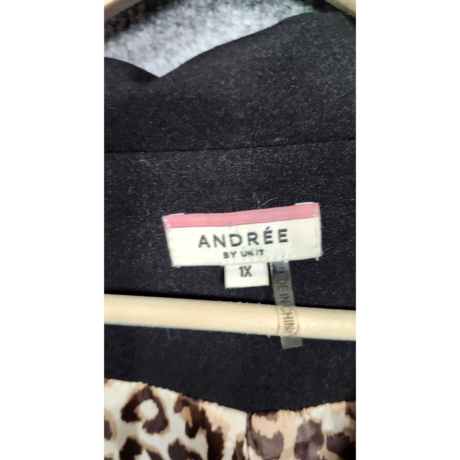 Vintage Andree By Unit Womens 1X Black Leopard Lined Jacket Blazer Single Button 3/4 Sleeve Size XL / US 12-14 / IT 48-50 - 4 Thumbnail
