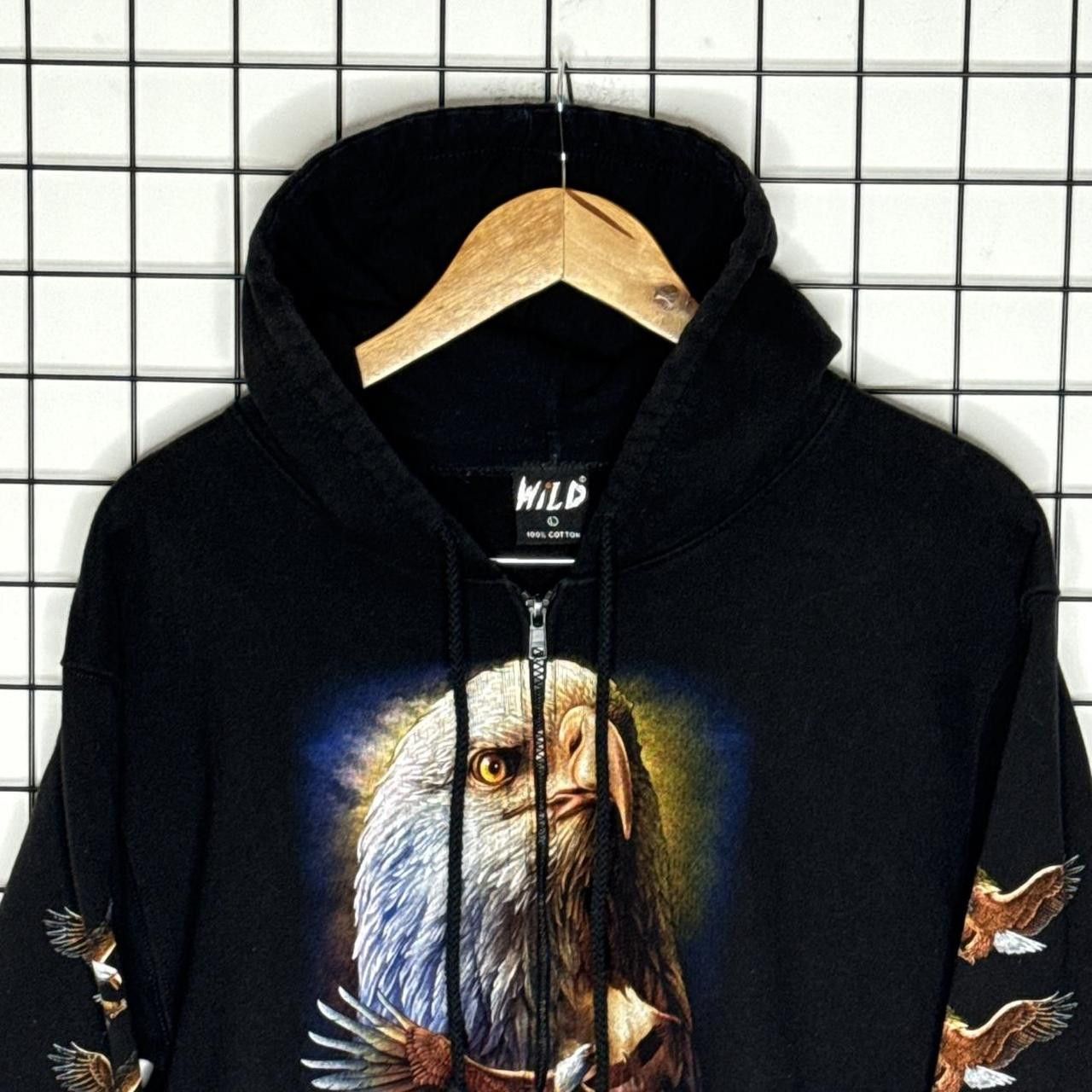 Vintage Wild black eagle zip up hoodie Size USA WILD Size US L / EU 52-54 / 3 - 3 Thumbnail