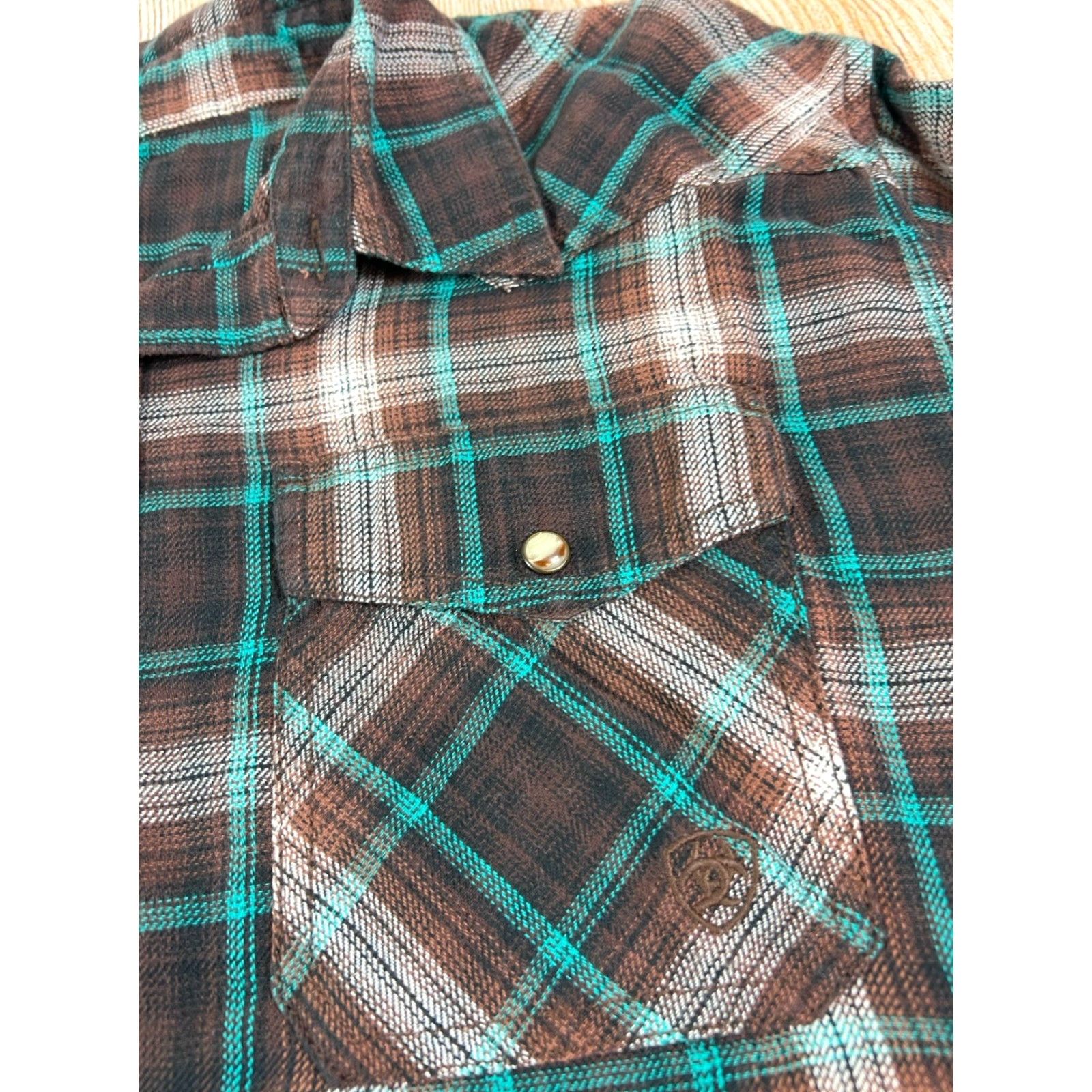 Ariat Ariat Shirt Plaid Western Brown Green Pearl Snap Retro Fit XL Mens Button-Up Long Sleeve Collared Pocket Size US XL / EU 56 / 4 - 4 Thumbnail