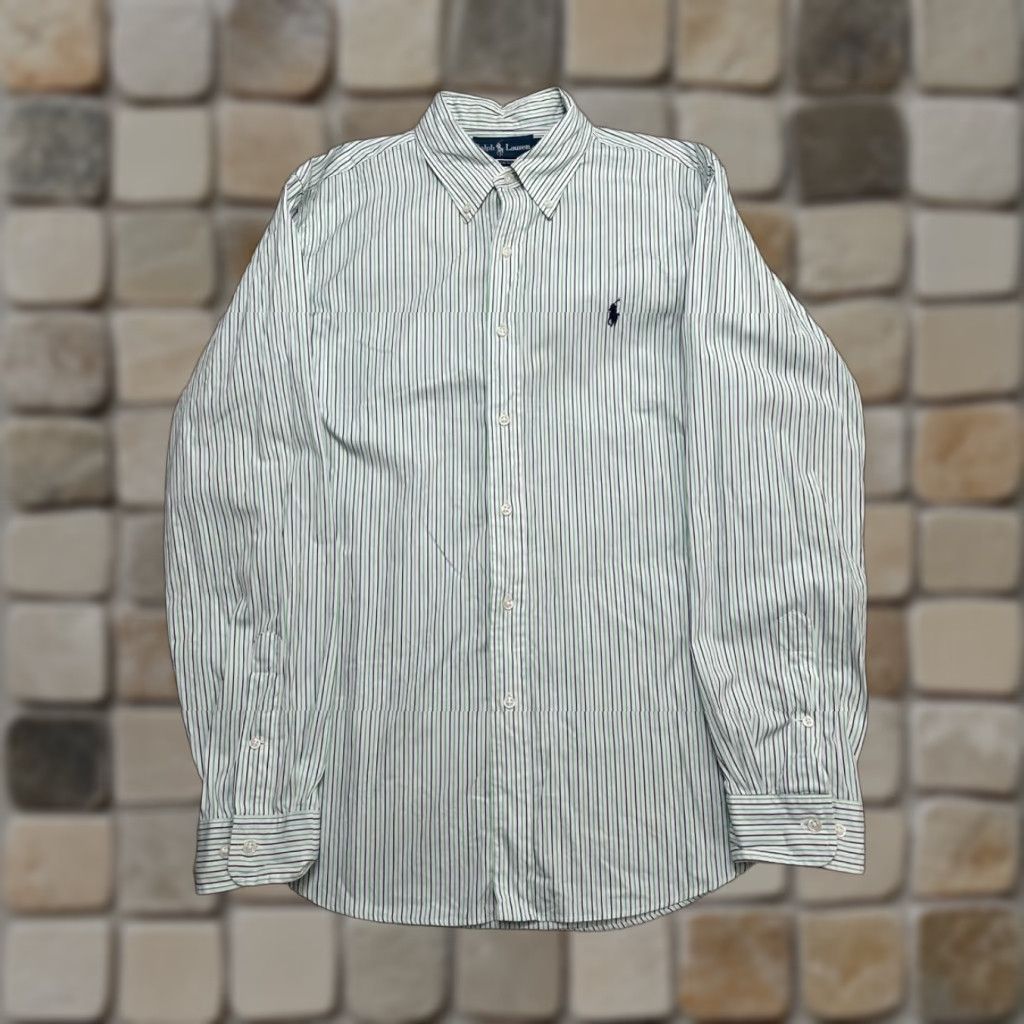 Ralph Lauren Ralph Lauren Dress Shirt Mens 16 White Cotton Striped Custom Fit Button-Down Size 42R - 1 Thumbnail