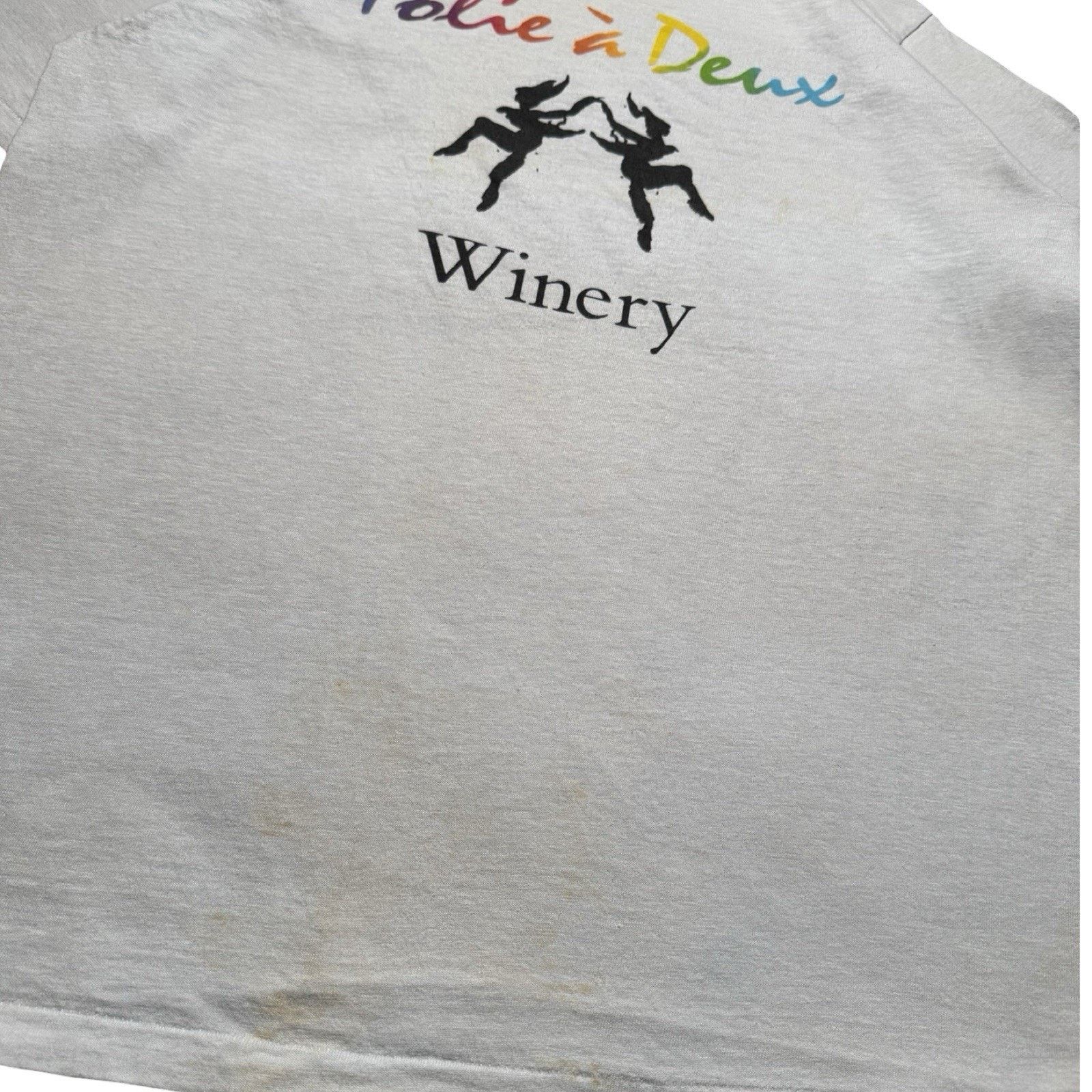Vintage Vintage 90s Folie à Deux Winery Graphic T Shirt Stained L Size US L / EU 52-54 / 3 - 3 Thumbnail