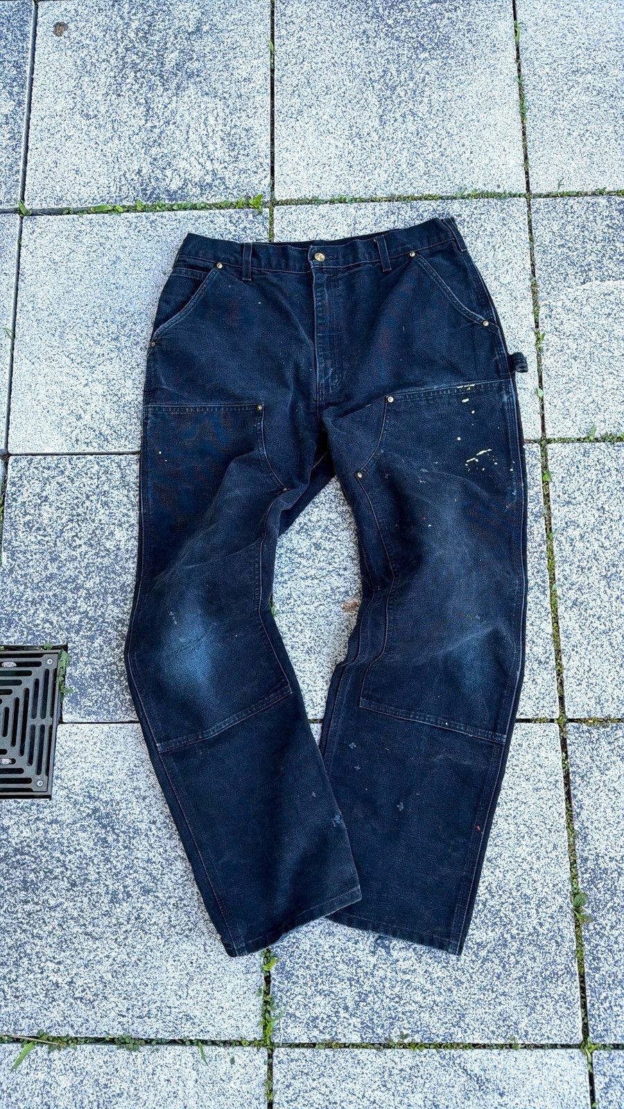 Carhartt Vintage Carhartt Pants Double Knee Distressed Faded Black Size US 35 - 1 Thumbnail