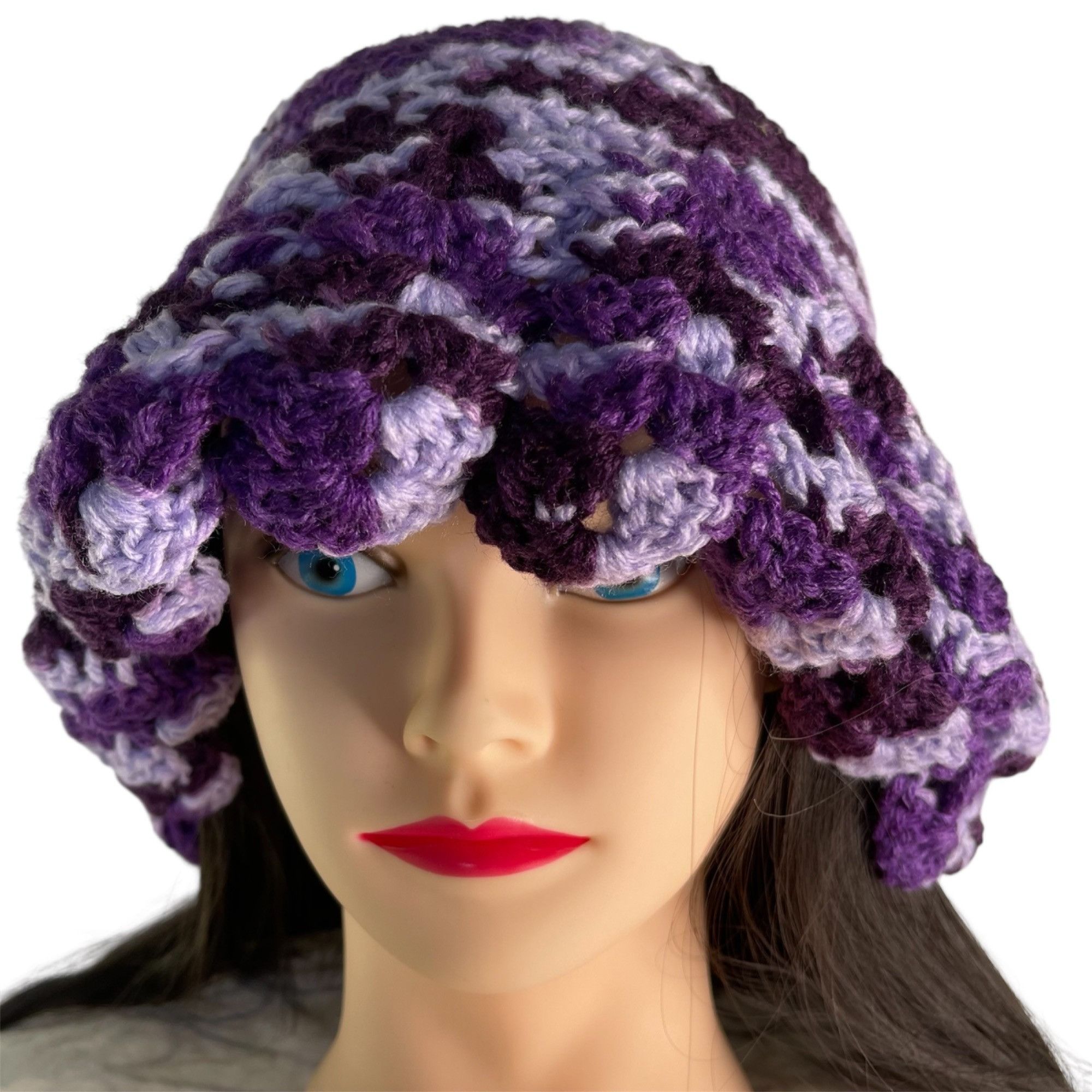Handmade Crochet Bucket Hat Retro Cloche Style Purple Shsdes Handmade Size ONE SIZE - 2 Thumbnail