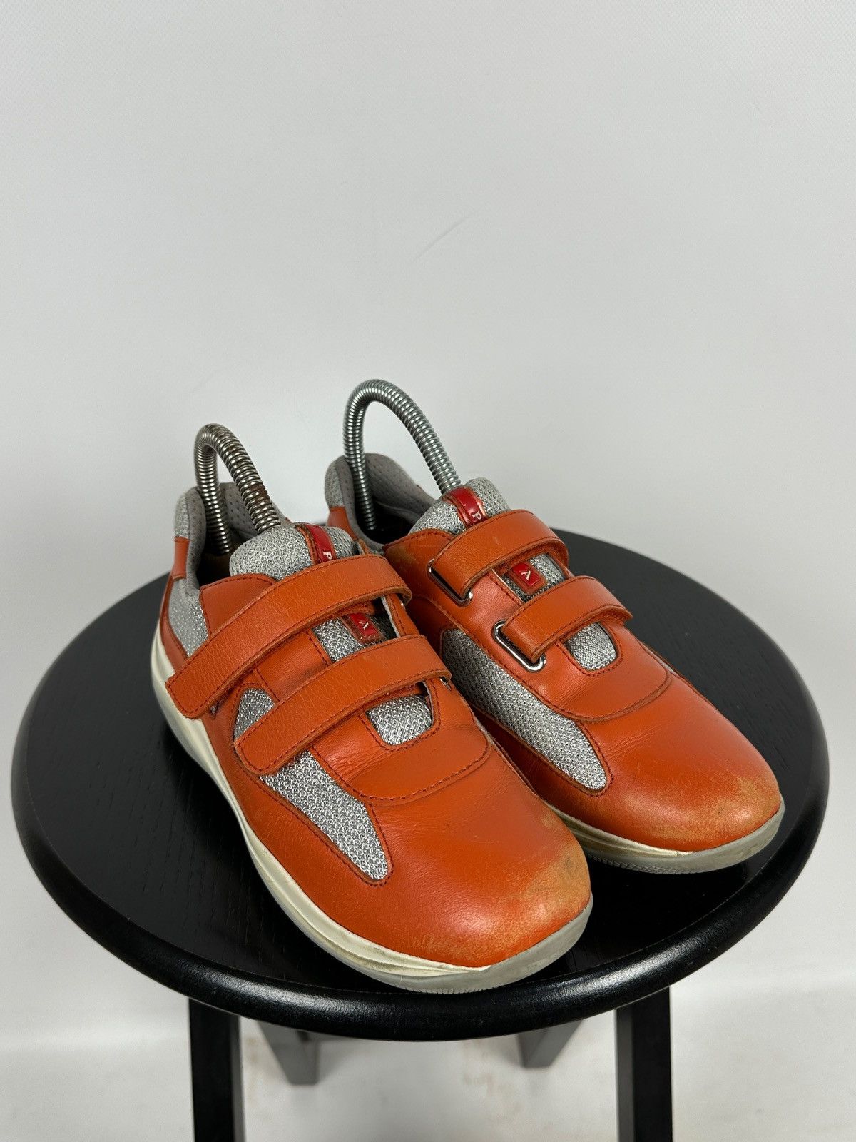 Prada Vintage Prada America’s Cup Orange Leather Sneakers Size US 5 / IT 35 - 1 Thumbnail