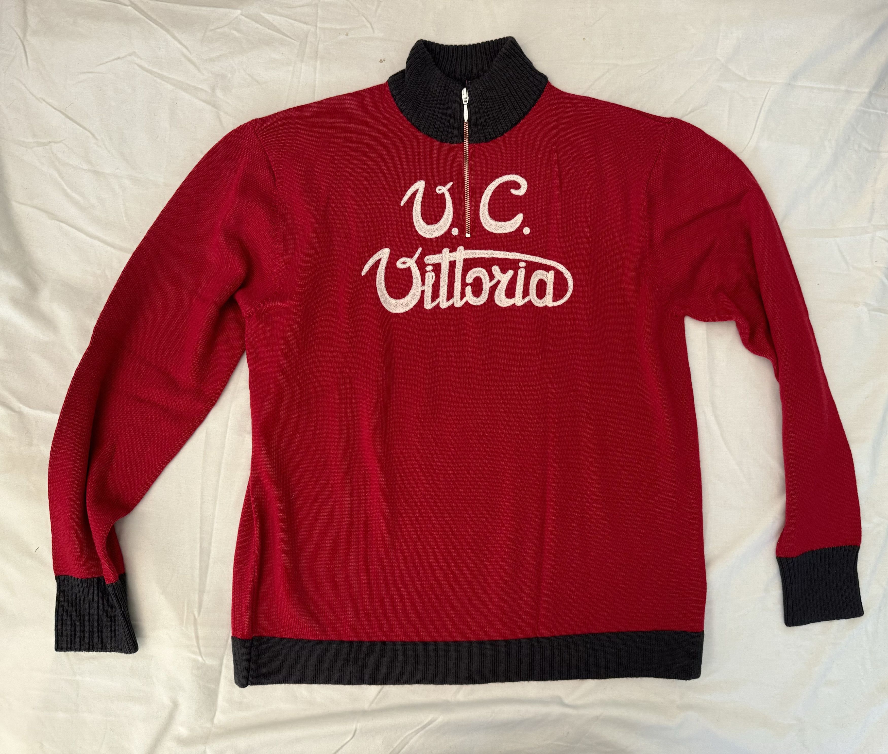 image of Cashmere Wool Woolistic Cycling 1/4 Zip Sweater in Red, Men's (Size 2XL)