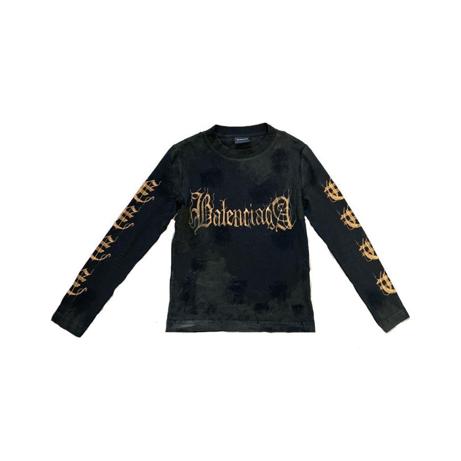 Balenciaga Balenciaga Gothic Logo Long Sleeve T-Shirt S Size US S / EU 44-46 / 1 - 1 Thumbnail