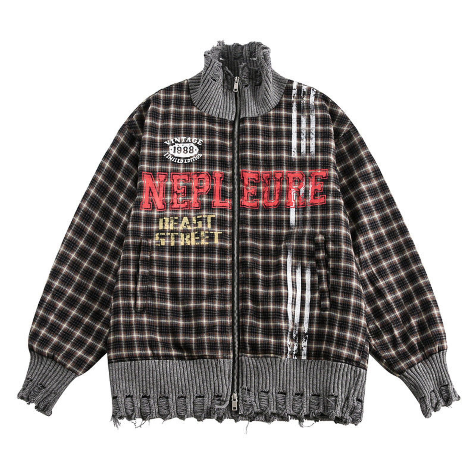 Other Destroyed Plaid Check Zip Jacket | Raw Frayed Hem Street Size US M / EU 48-50 / 2 - 1 Thumbnail