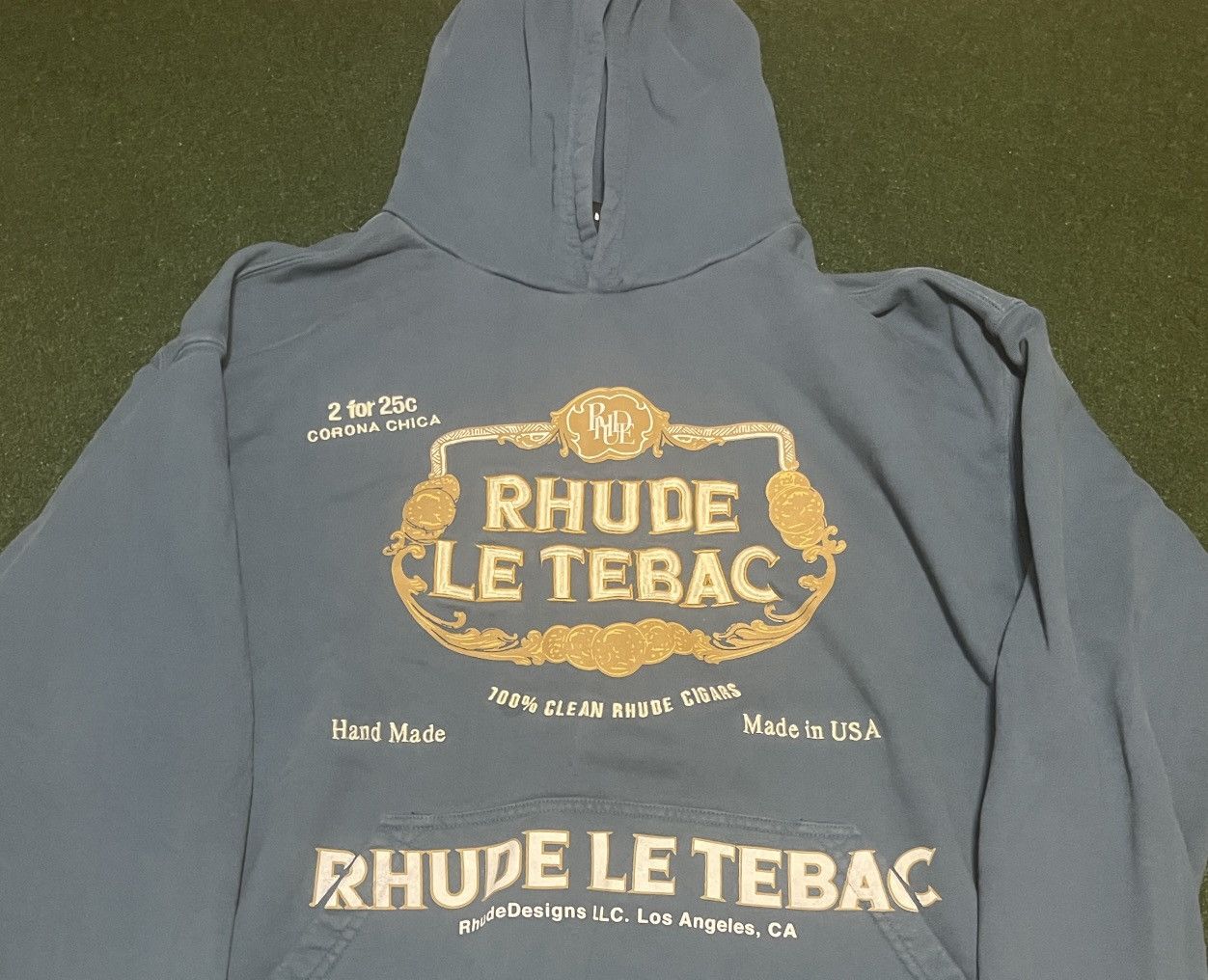 Designer × Rhude Rhude Slate Blue Cotton Le Tebac Hoodie Sweatshirt Size XL Size US XL / EU 56 / 4 - 4 Thumbnail
