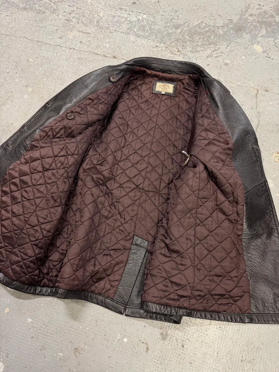 Armani × Designer × Vintage 2000s Armani Brown Buttoned Leather Jacket Size US S / EU 44-46 / 1 - 5 Thumbnail