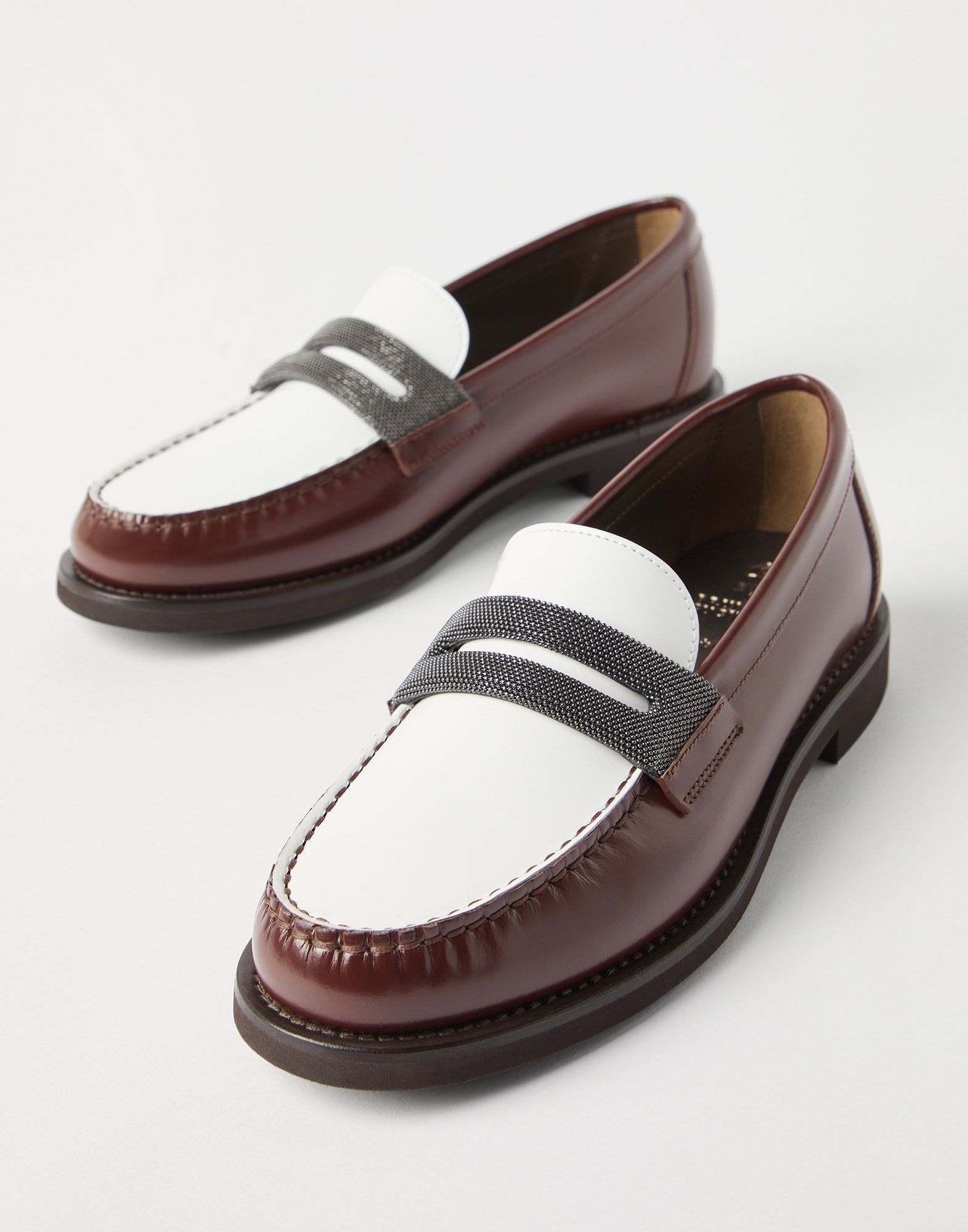 Brunello Cucinelli o1la1rc1a0326 Minimal Calfskin Penny Loafers in Multicolor Size US 9 / IT 39 - 5 Thumbnail